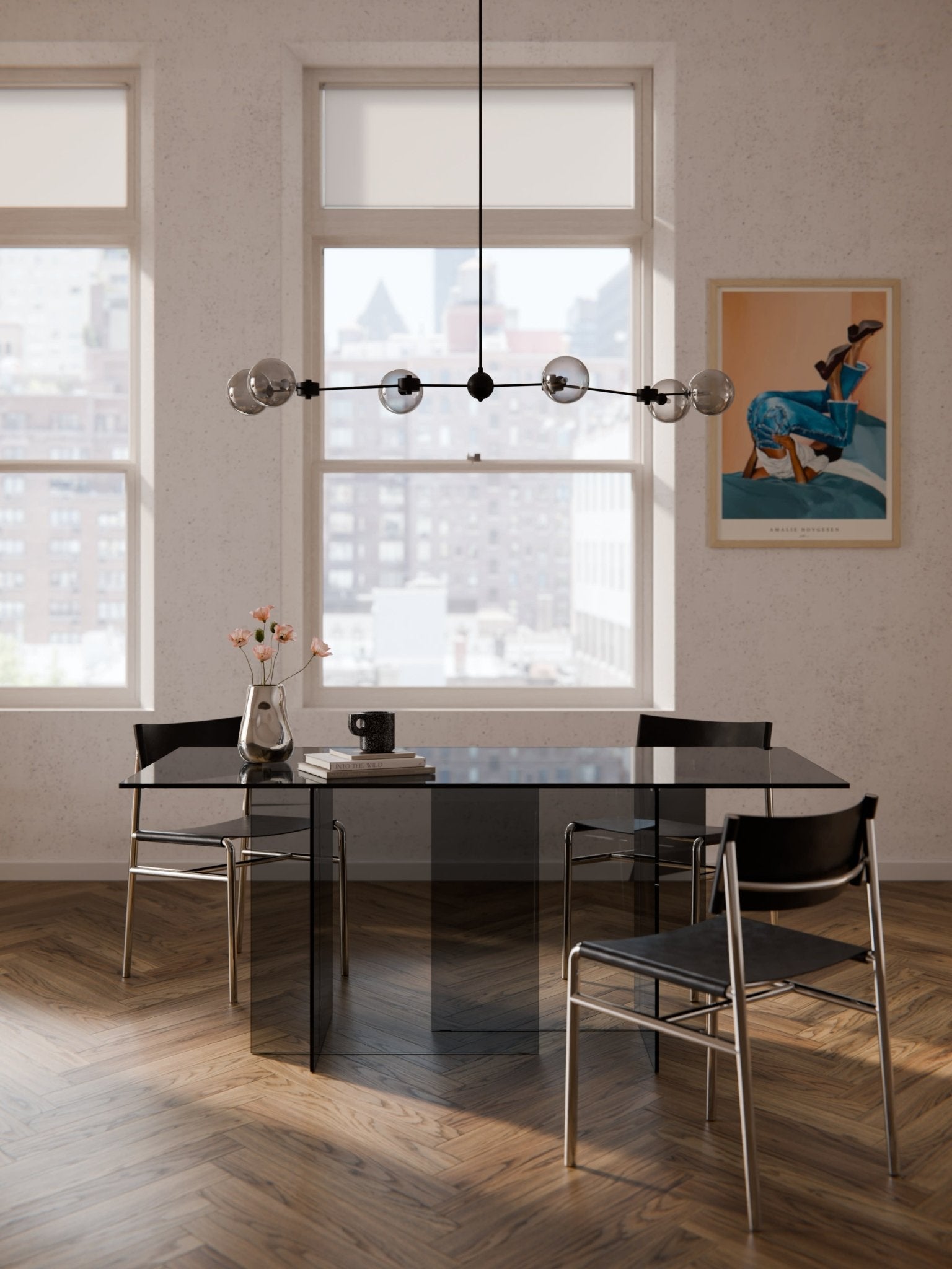 Anouk Modern Cam Yemek Masası 180x90 cm Şık Tasarım - Velotti