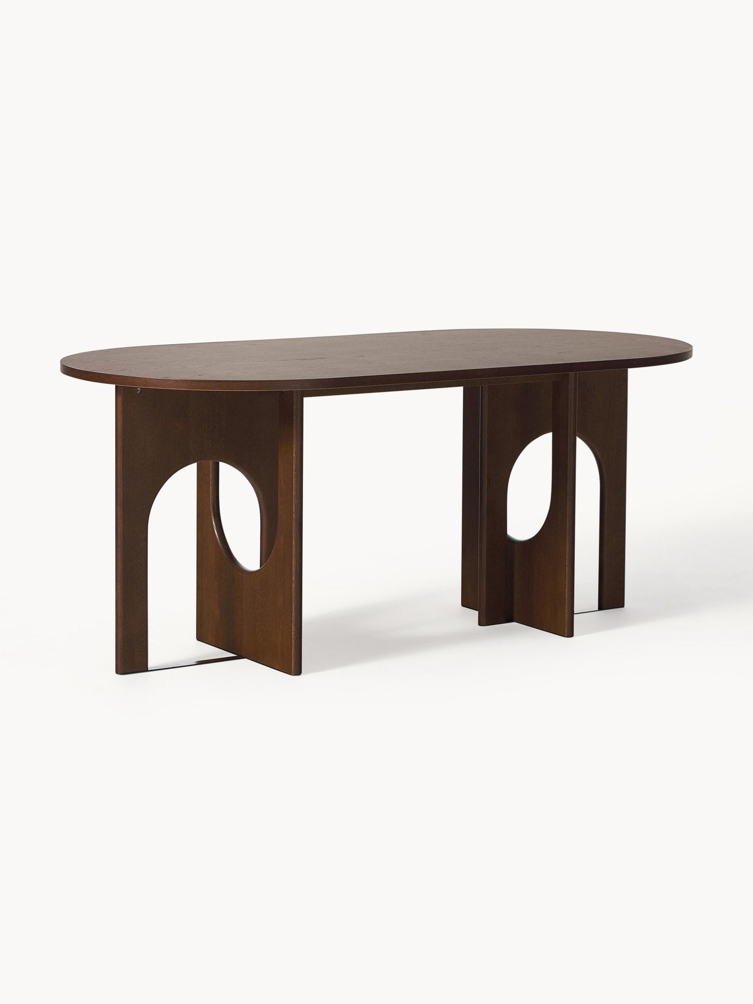 Apollo Oval Yemek Masası 180x90 cm Koyu Meşe - Velotti
