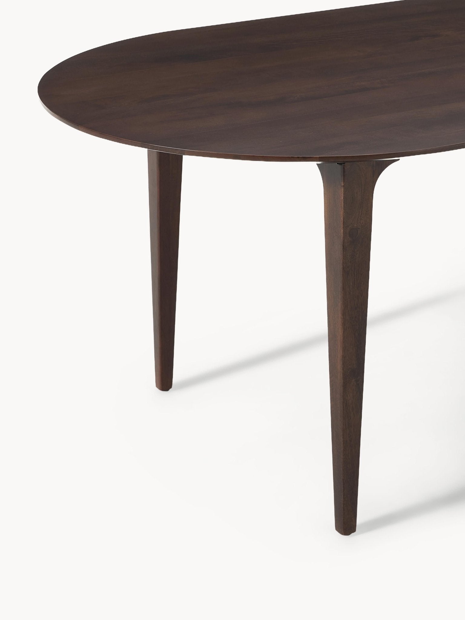 Archie Masif Ahşap Oval Yemek Masası 200 cm Koyu Mango Ağacı - Velotti