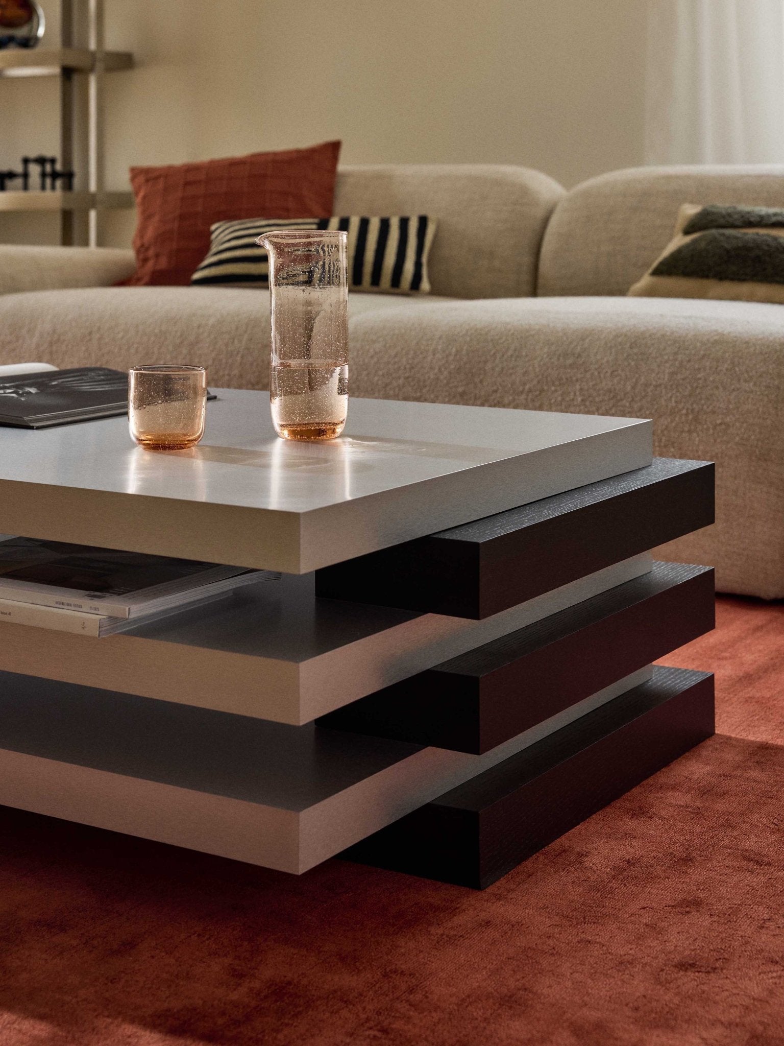 Blok Katmanlı Modern Orta Sehpa 120 cm - Velotti