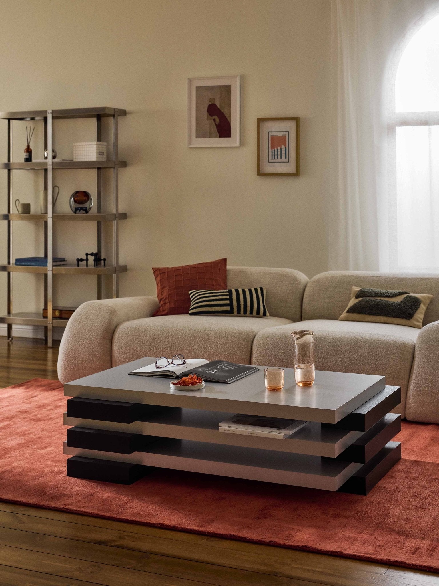 Blok Katmanlı Modern Orta Sehpa 120 cm - Velotti