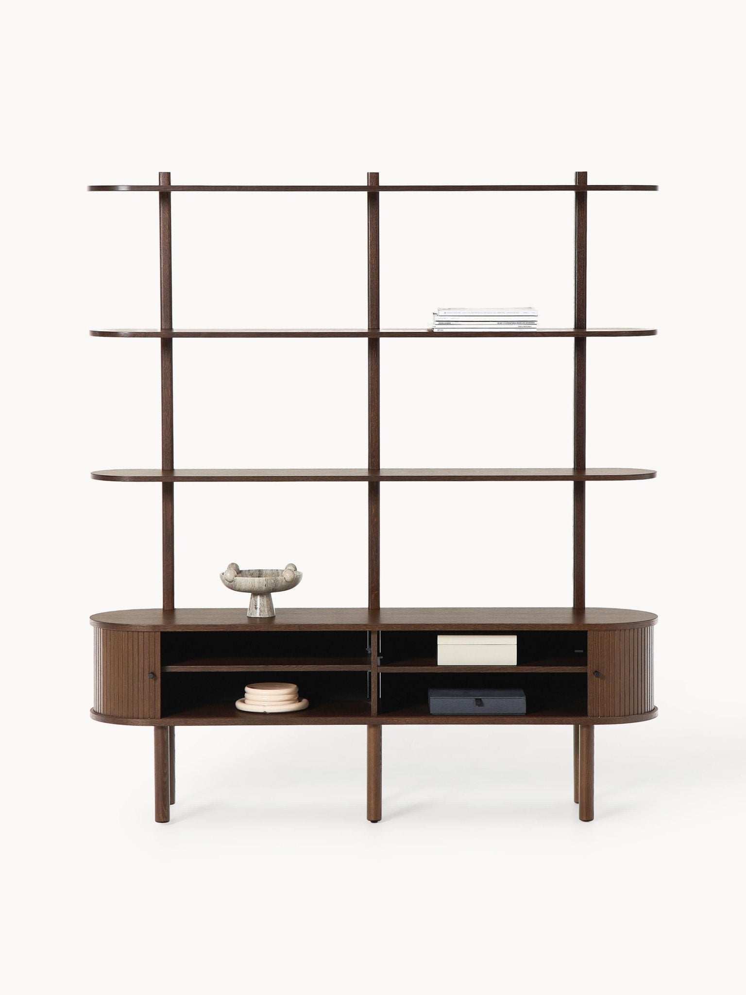 Calary Flüt Detaylı Ahşap Duvar Rafı 160x180cm - Velotti