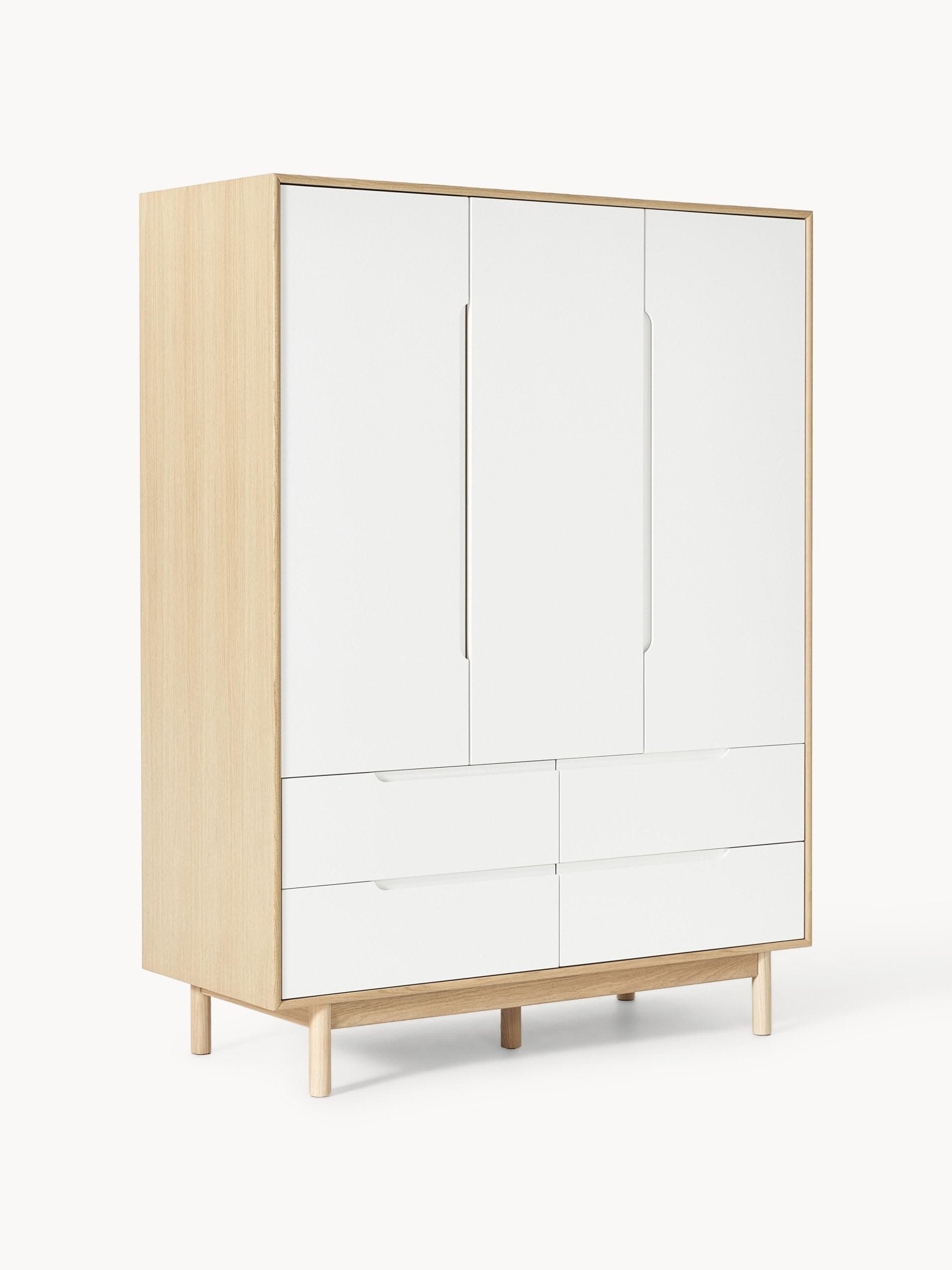 Cassy 3 Kapılı Modern Retro Ahşap Gardırop - Velotti
