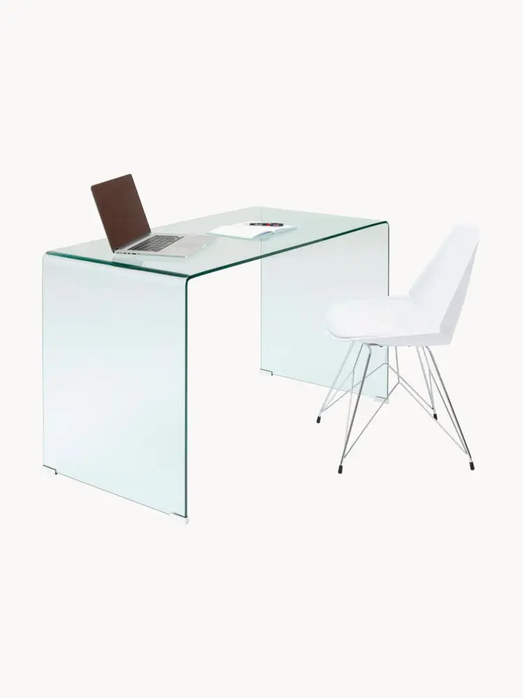 Club Cam Çalışma Masası Modern Minimalist 125cm Şeffaf Tasarım - Velotti