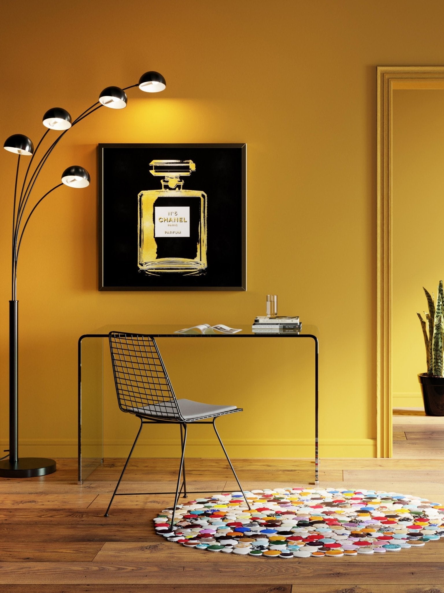 Club Cam Çalışma Masası Modern Minimalist 125cm Şeffaf Tasarım - Velotti