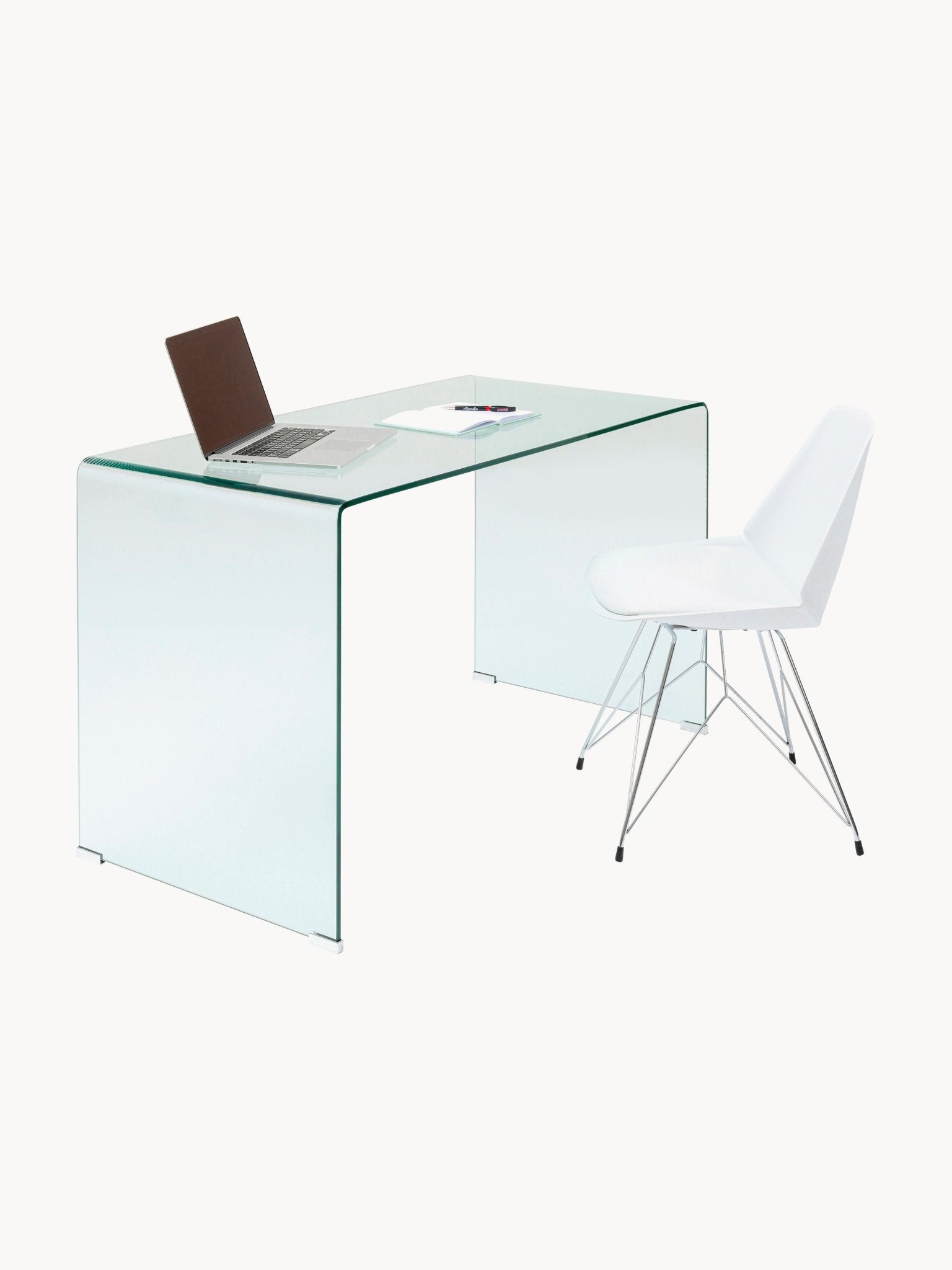 Club Cam Çalışma Masası Modern Minimalist 125cm Şeffaf Tasarım - Velotti