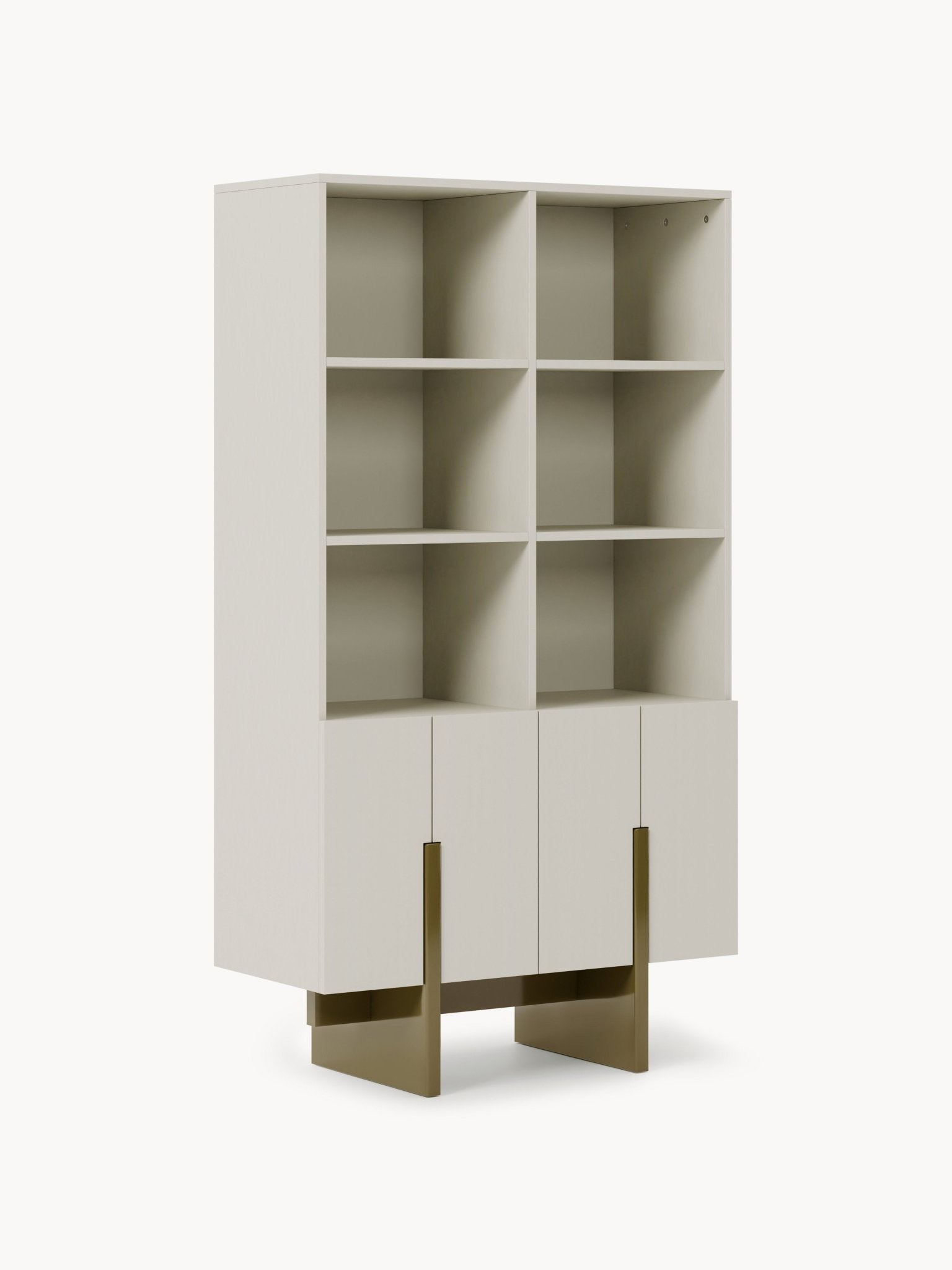 Dado Büyük Ahşap Highboard, Modern Geometrik Tasarım ve Orijinal Ayaklar - Velotti