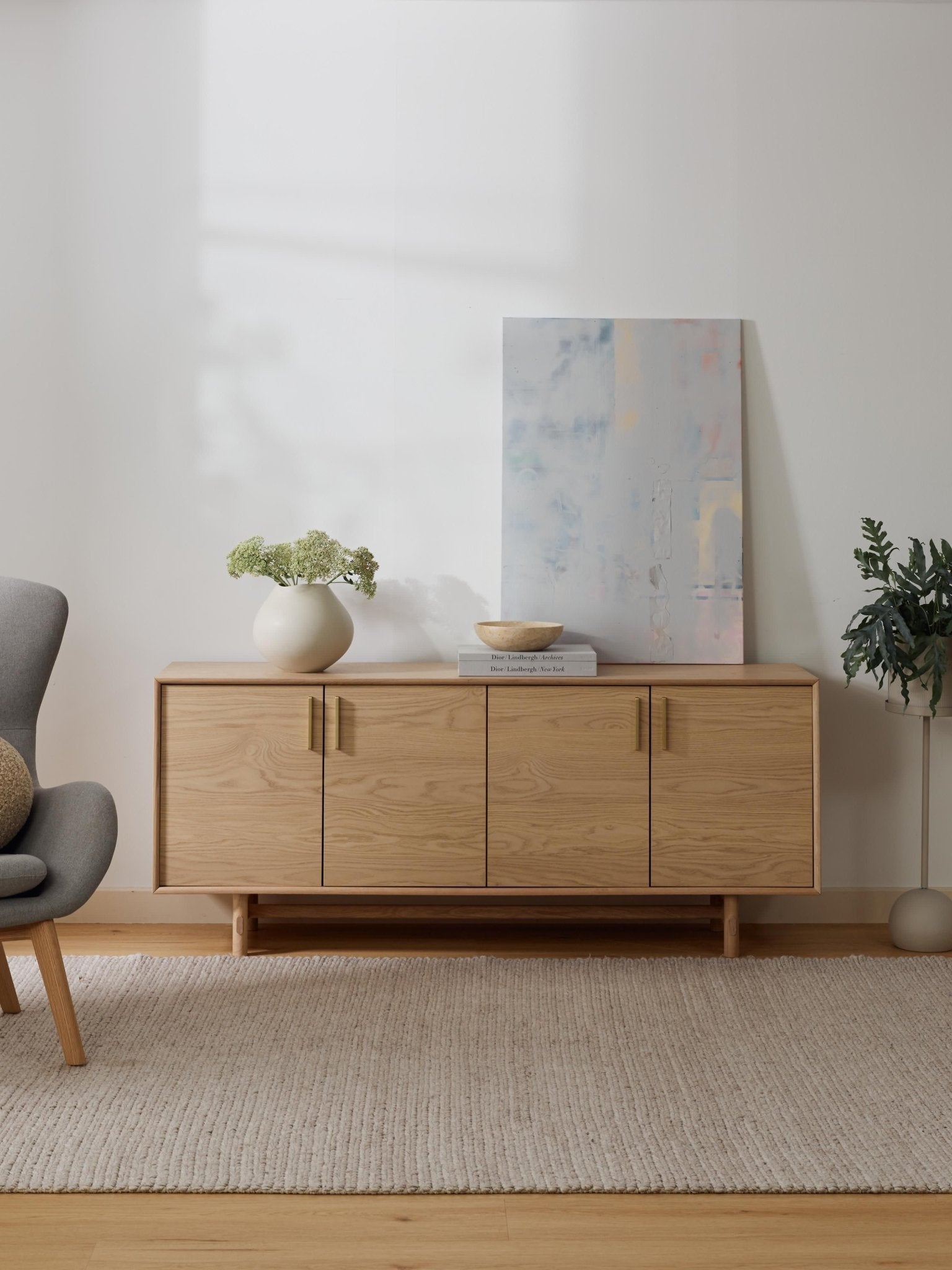 Diana Meşe Dressoir 180 cm Modern Lüks Depolama Ünitesi - Velotti