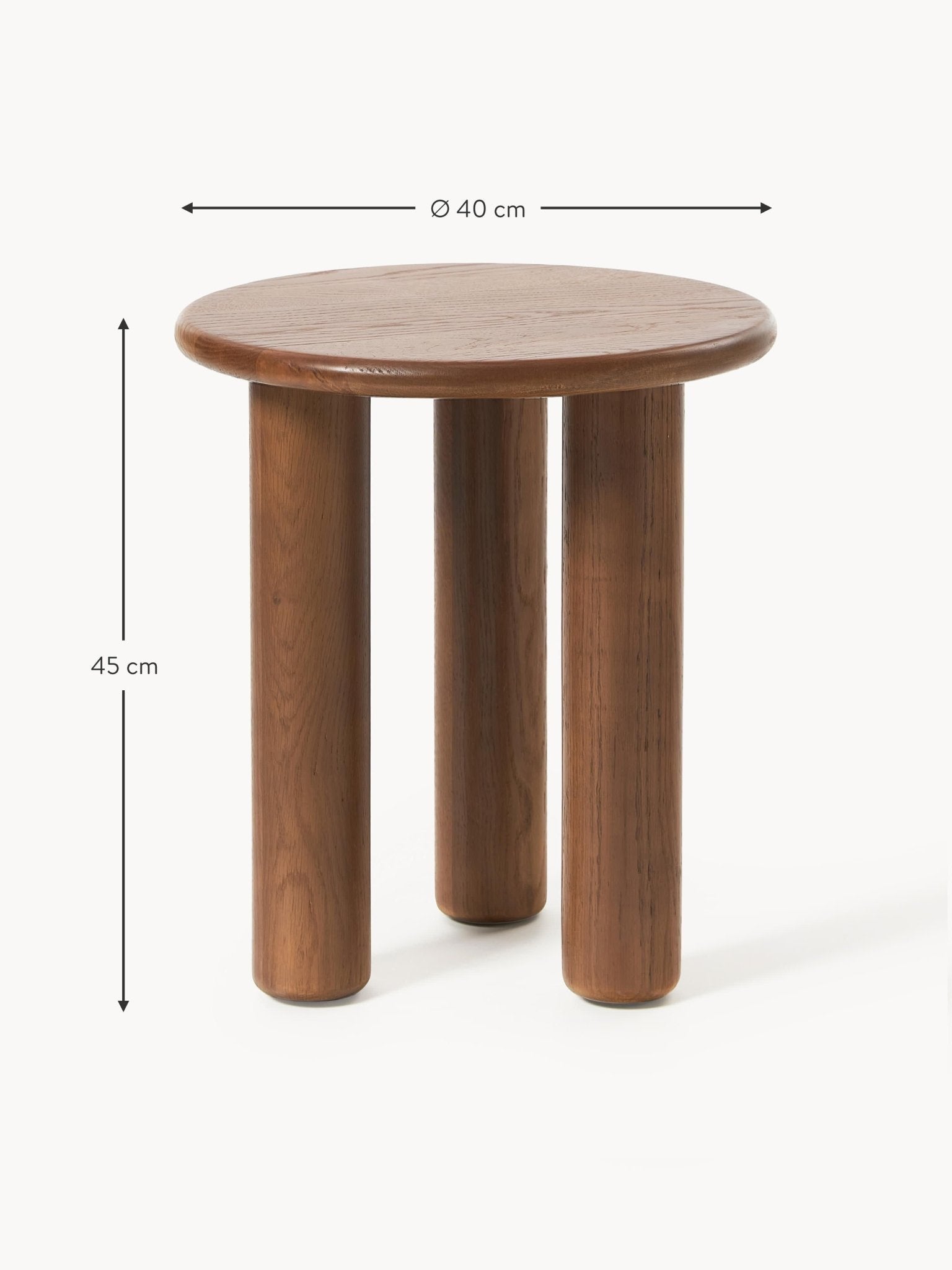 Didi Yuvarlak Masif Meşe Yan Sehpa 40 cm - Velotti