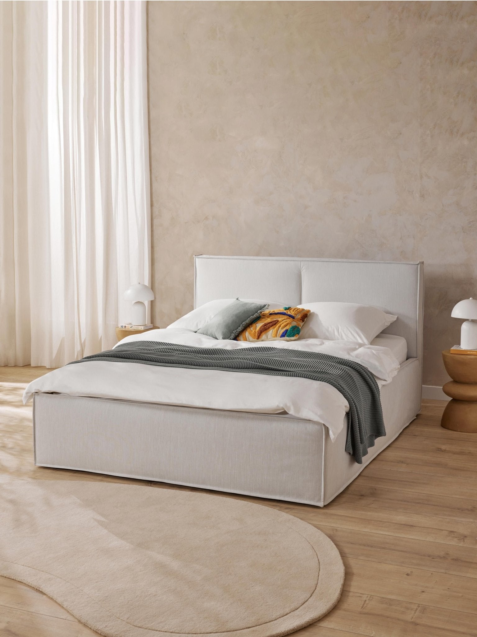 Dream Kumaş Kaplı Çift Kişilik Yatak 140x200 cm Grej - Velotti