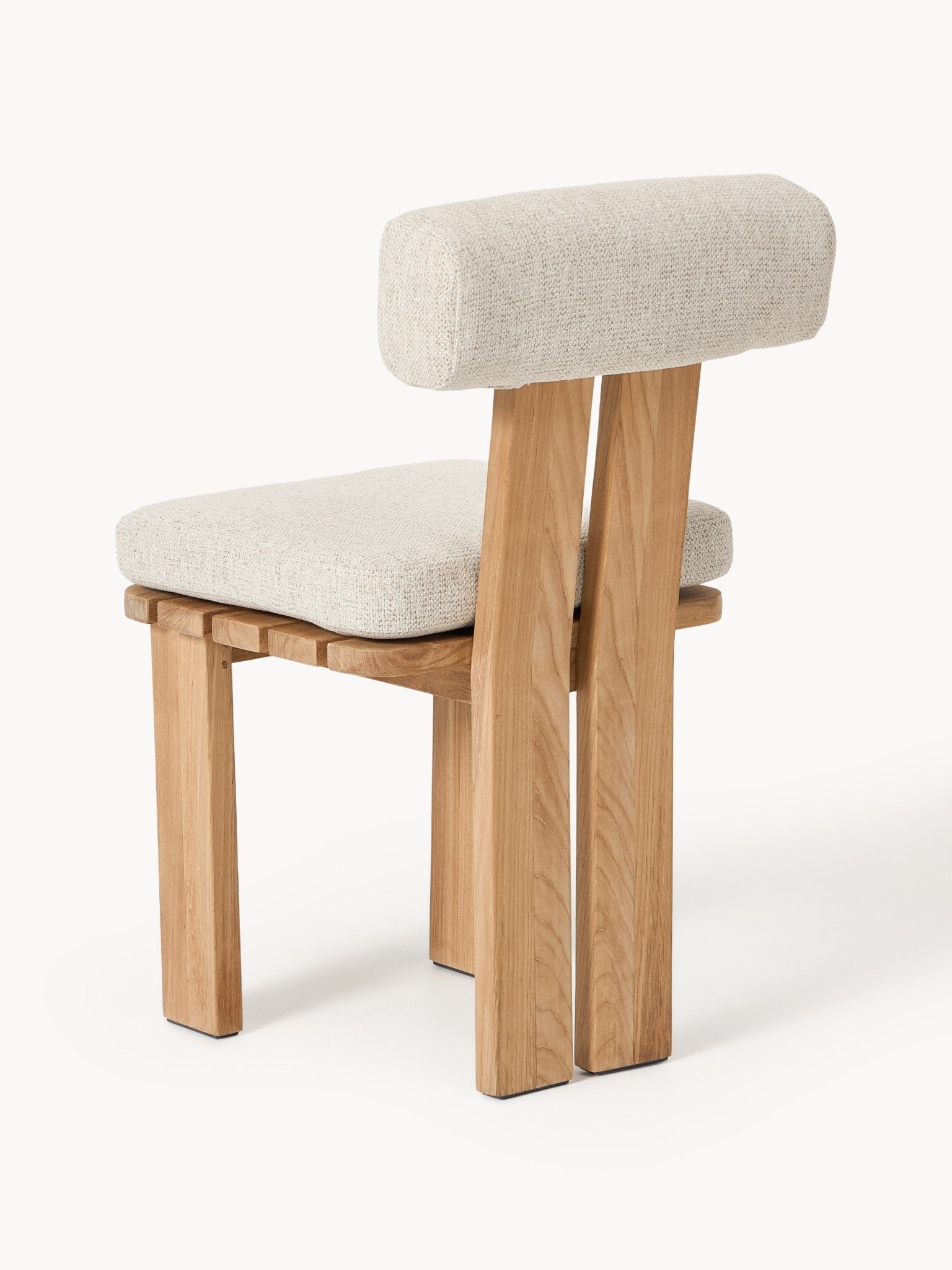 Eiko Teak Bahçe Yemek Sandalyesi Modern Tasarım Bej Kumaş - Velotti