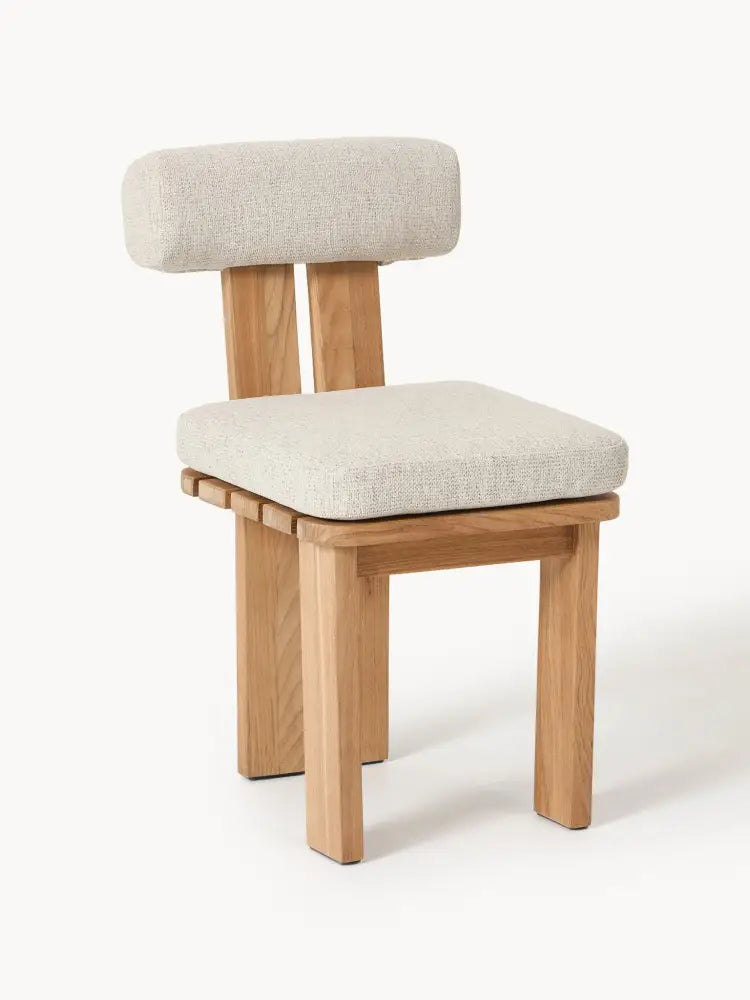 Eiko Teak Bahçe Yemek Sandalyesi Modern Tasarım Bej Kumaş - Velotti