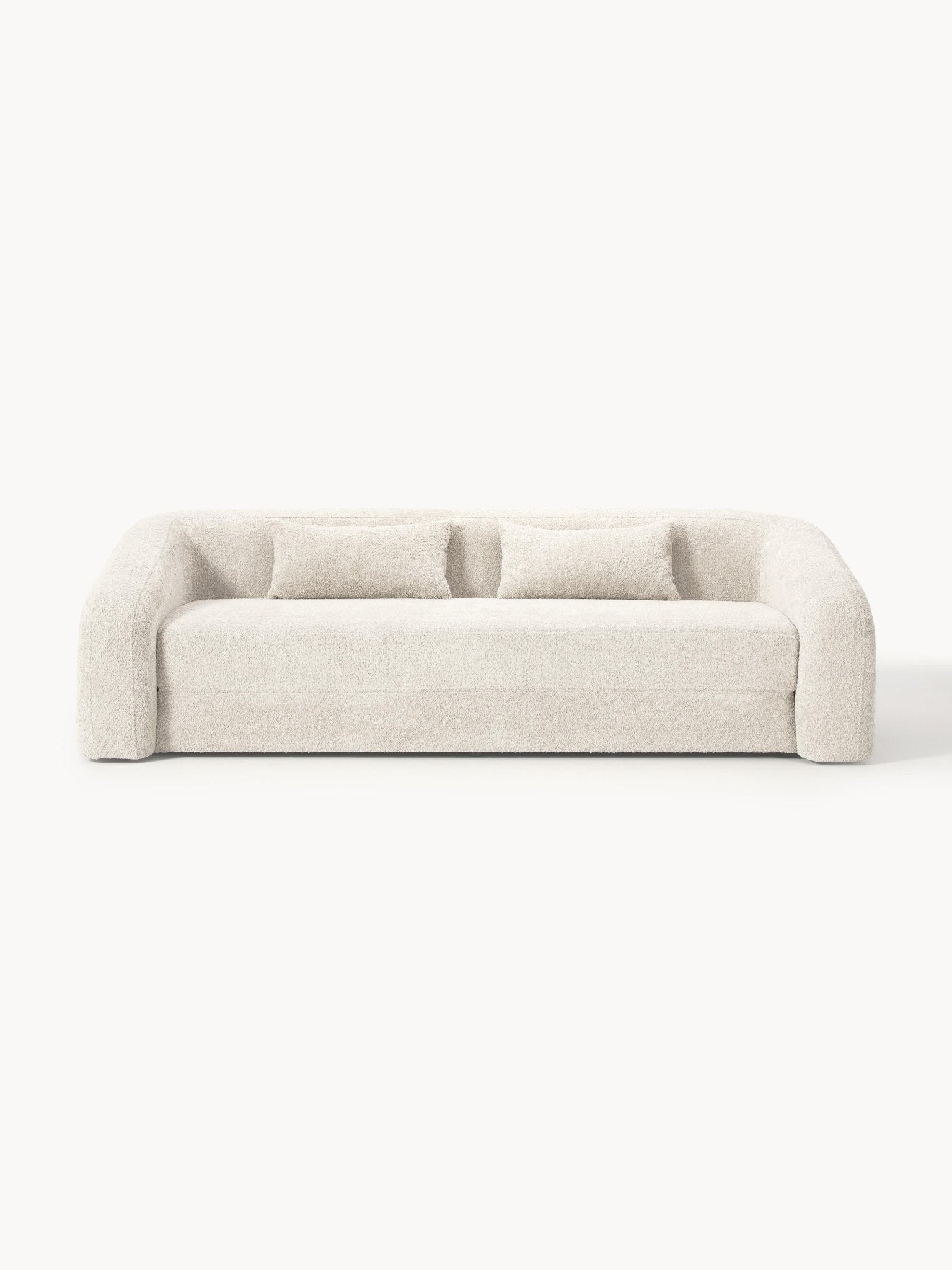 Eliot 3 Kişilik Teddy Bouclé Yataklı Kanepe Kırık Beyaz 230 cm - Velotti