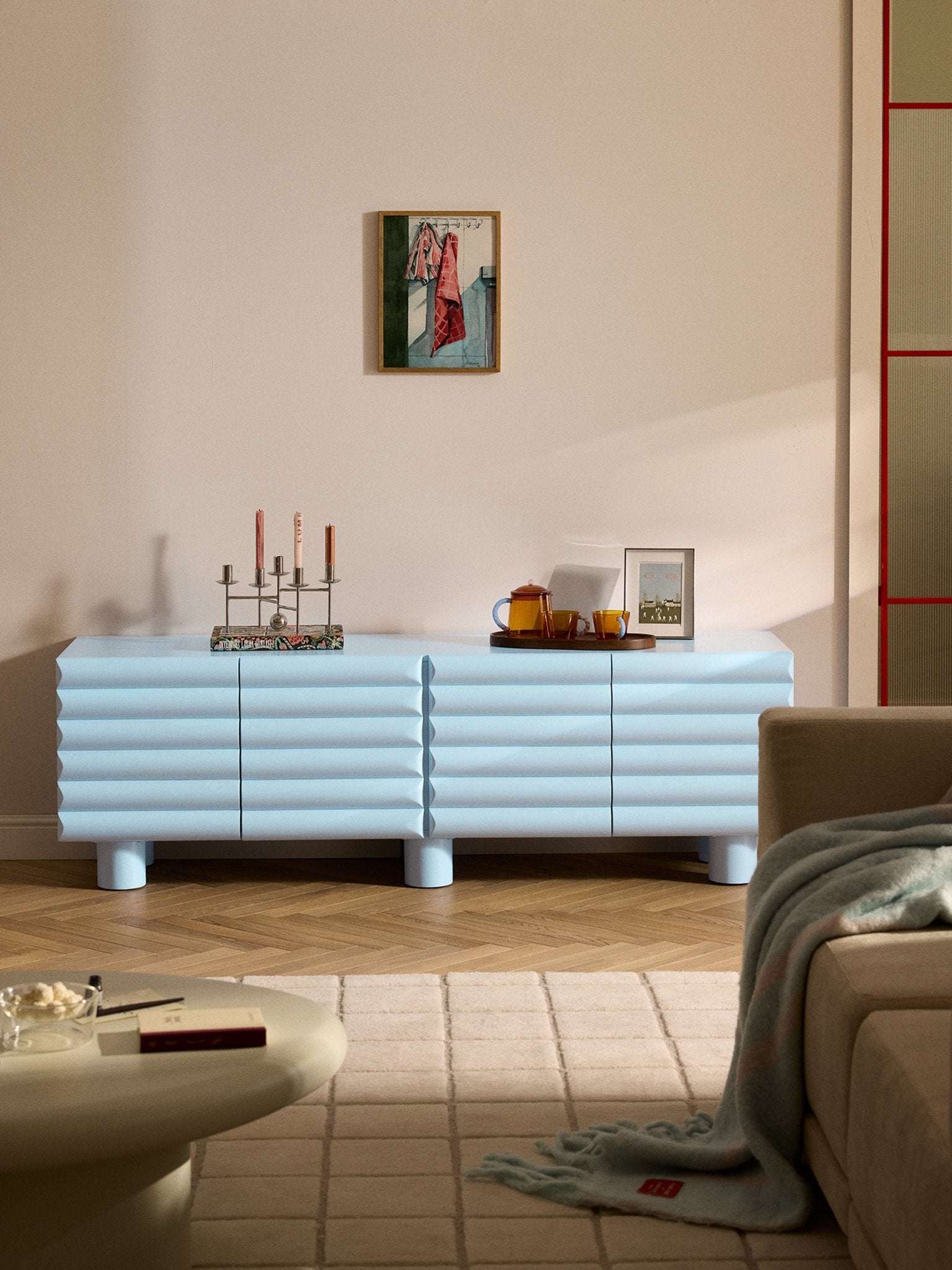 Fana Modern Gök Mavisi TV Ünitesi 180 cm - Velotti