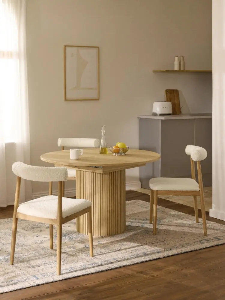 Filo Uzatılabilir Yemek Masası, Modern Yivli Detaylı Tasarım - Velotti