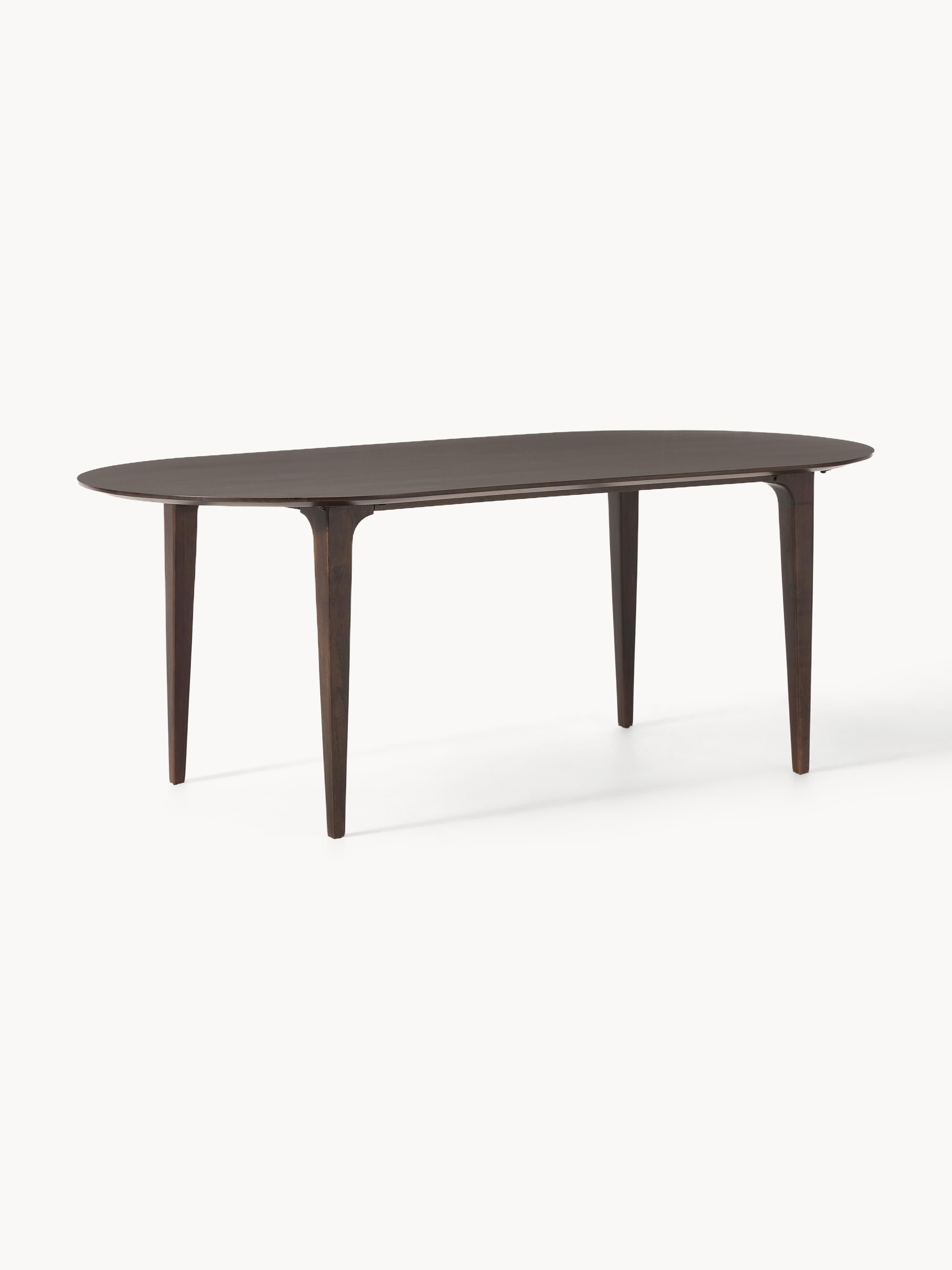 Archie Masif Ahşap Oval Yemek Masası 200 cm Koyu Mango Ağacı