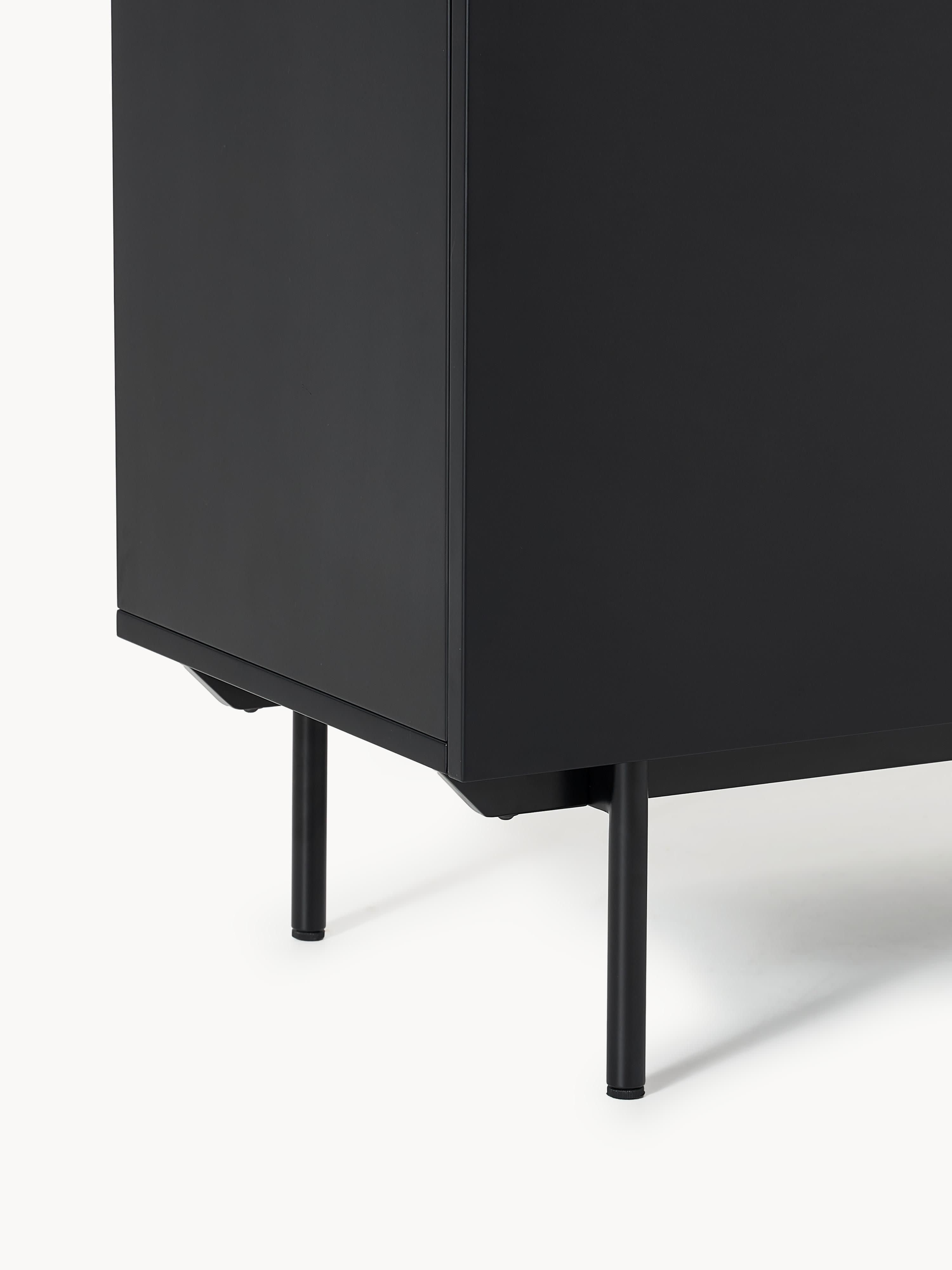 Elona Modern Minimalist Dressoir, Mat Siyah, 200 cm