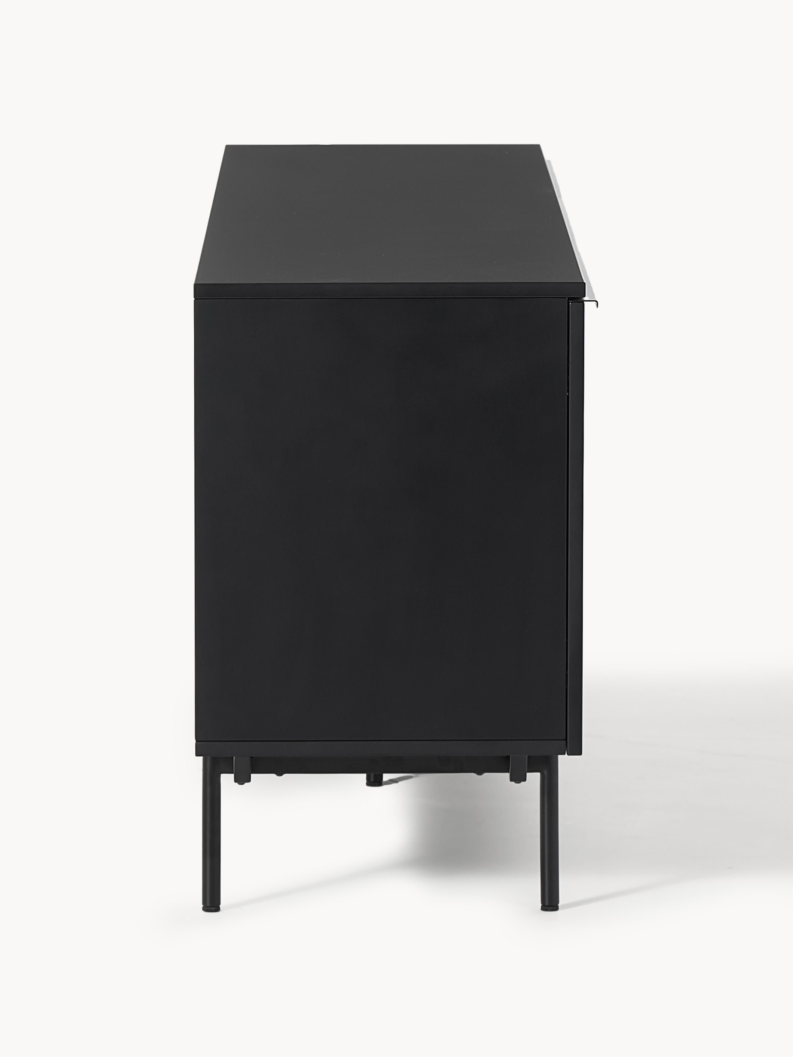 Elona Modern Minimalist Dressoir, Mat Siyah, 200 cm