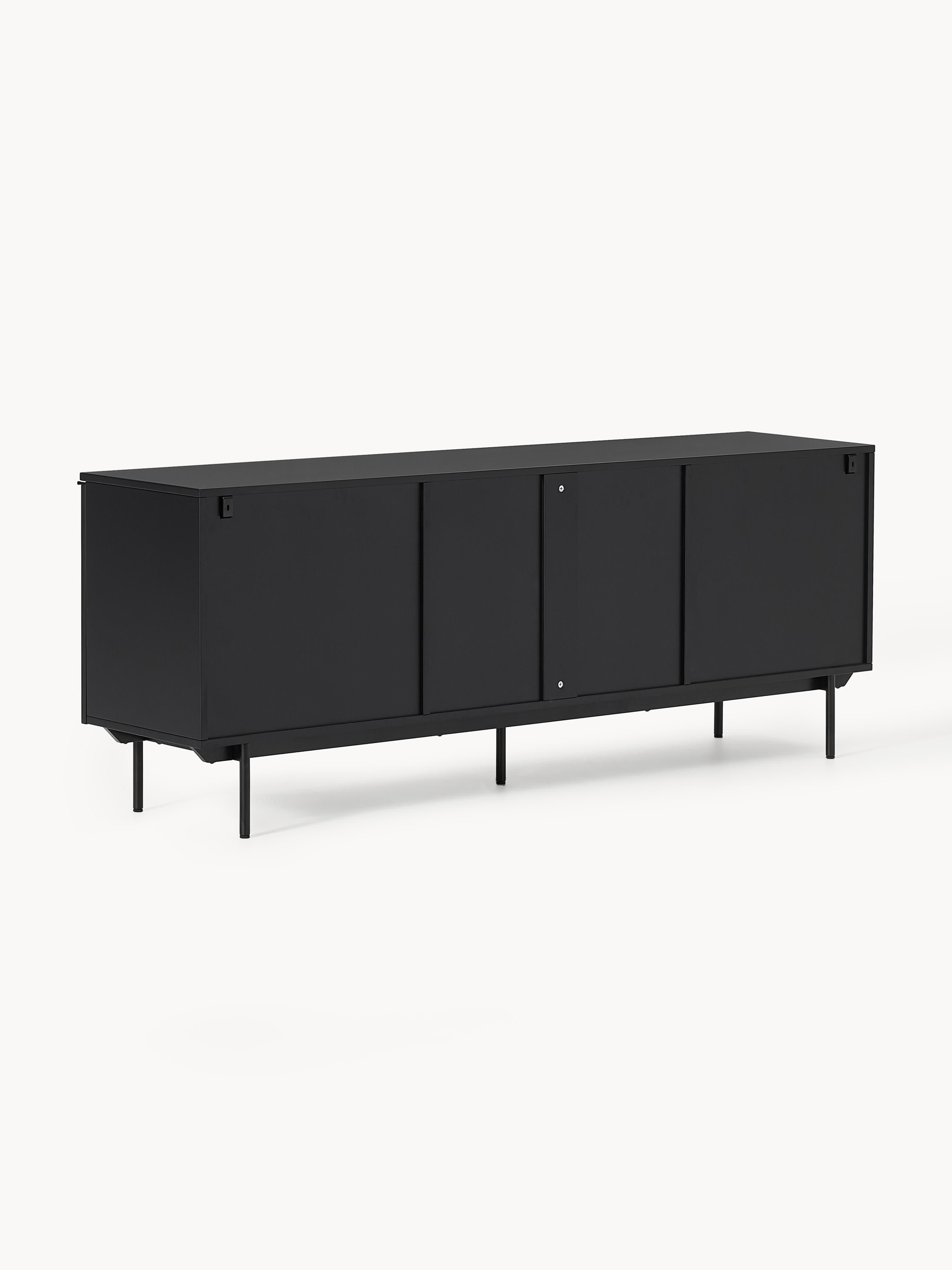 Elona Modern Minimalist Dressoir, Mat Siyah, 200 cm