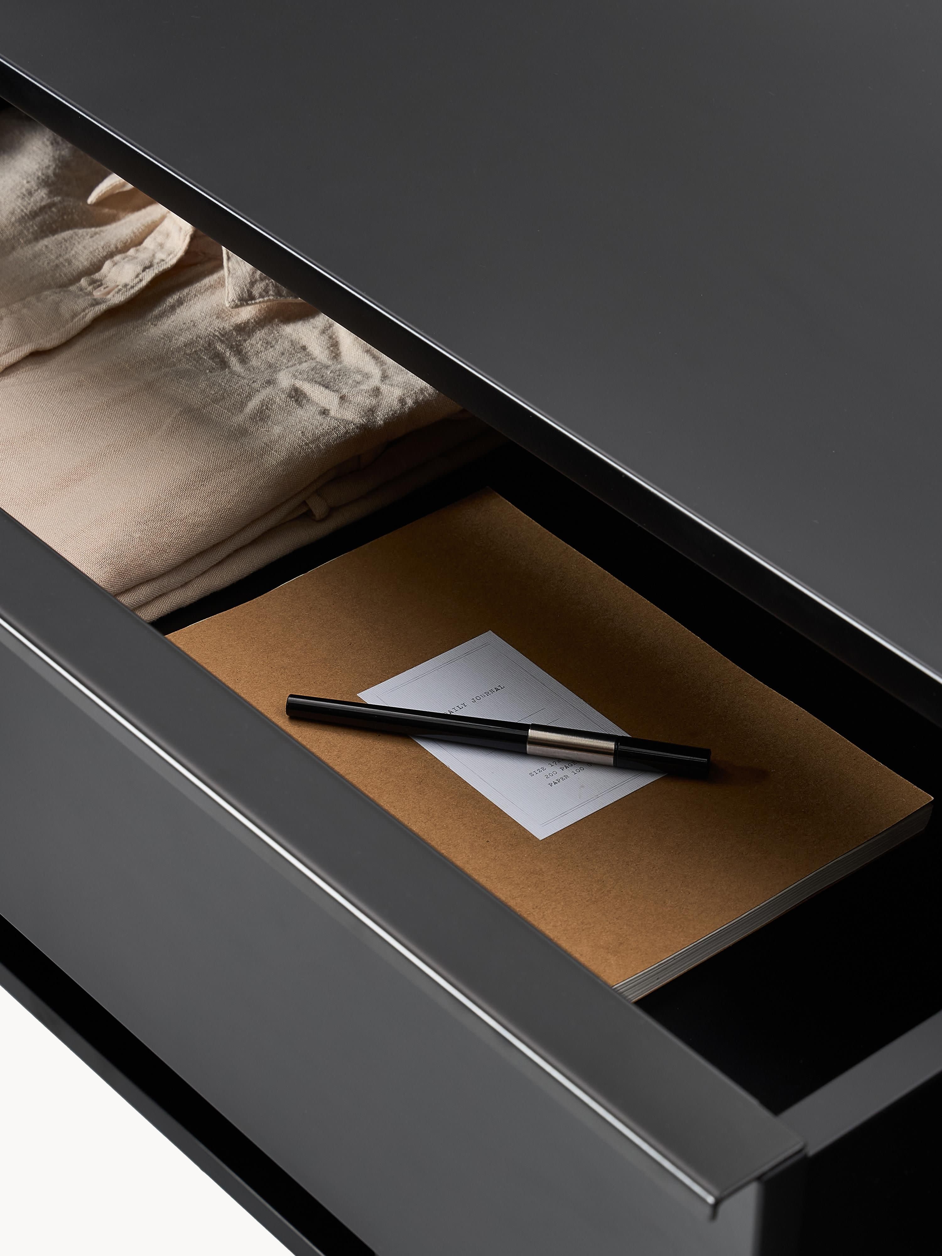 Elona Modern Minimalist Dressoir, Mat Siyah, 200 cm
