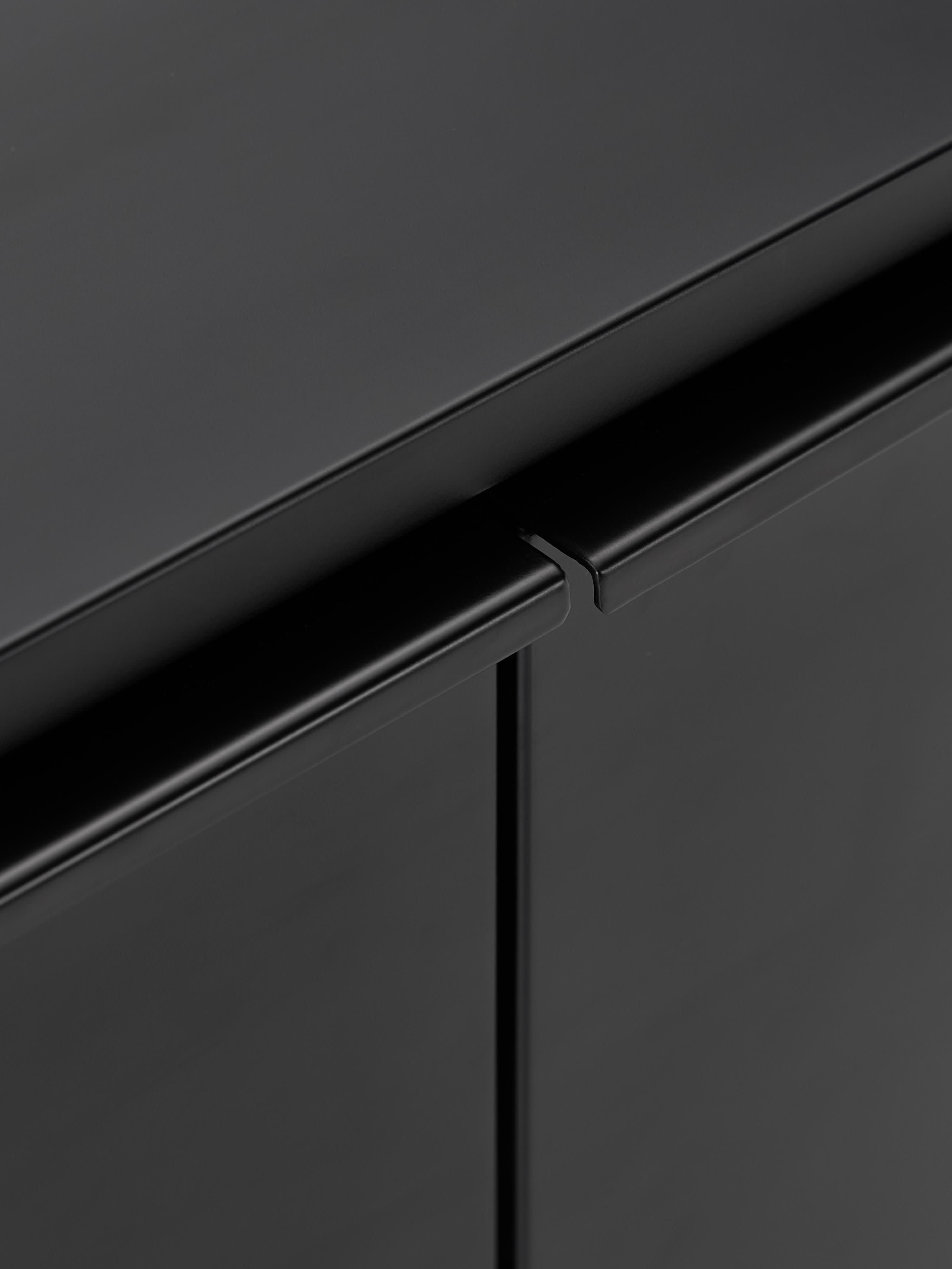 Elona Modern Minimalist Dressoir, Mat Siyah, 200 cm