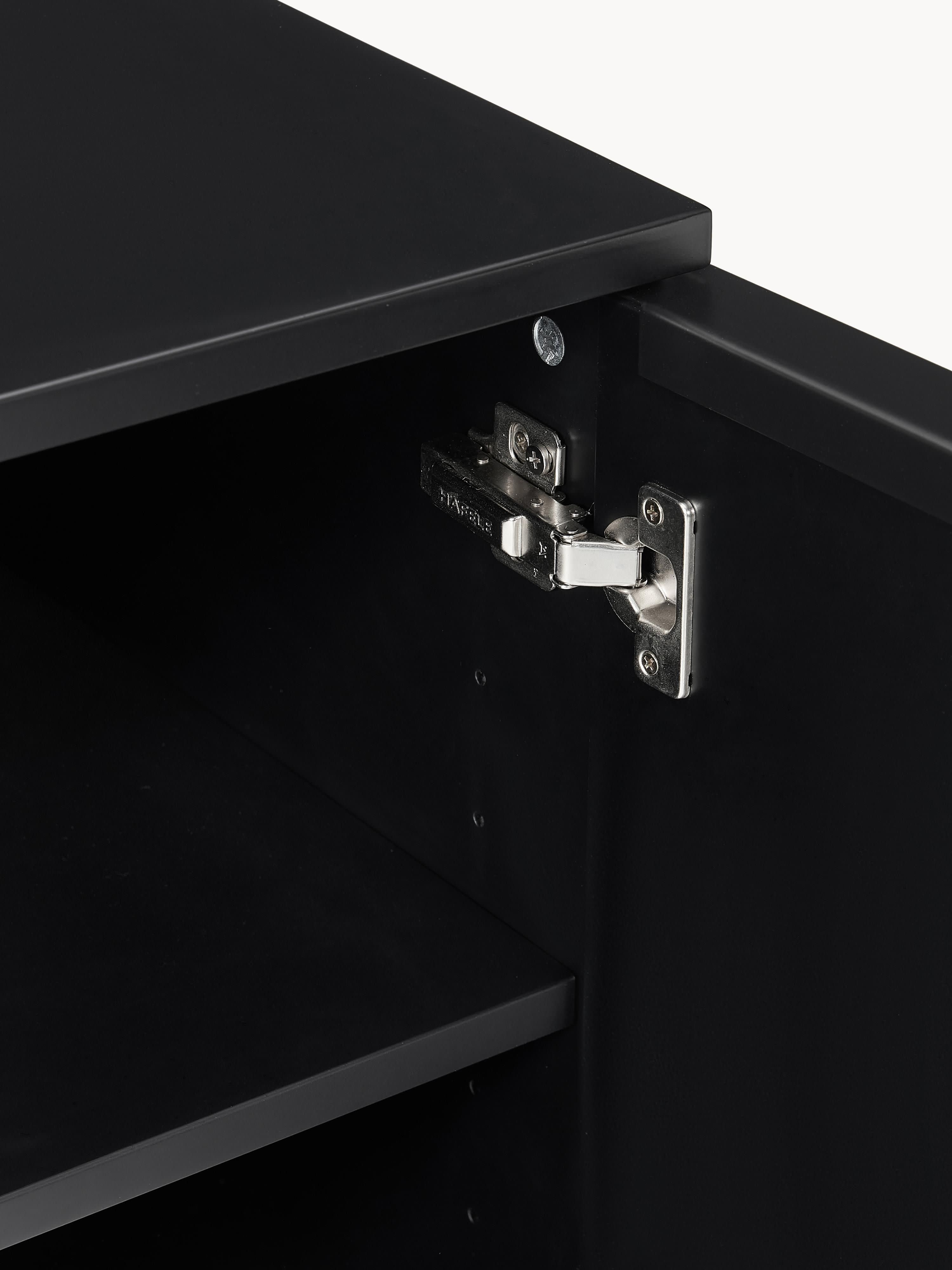 Elona Modern Minimalist Dressoir, Mat Siyah, 200 cm