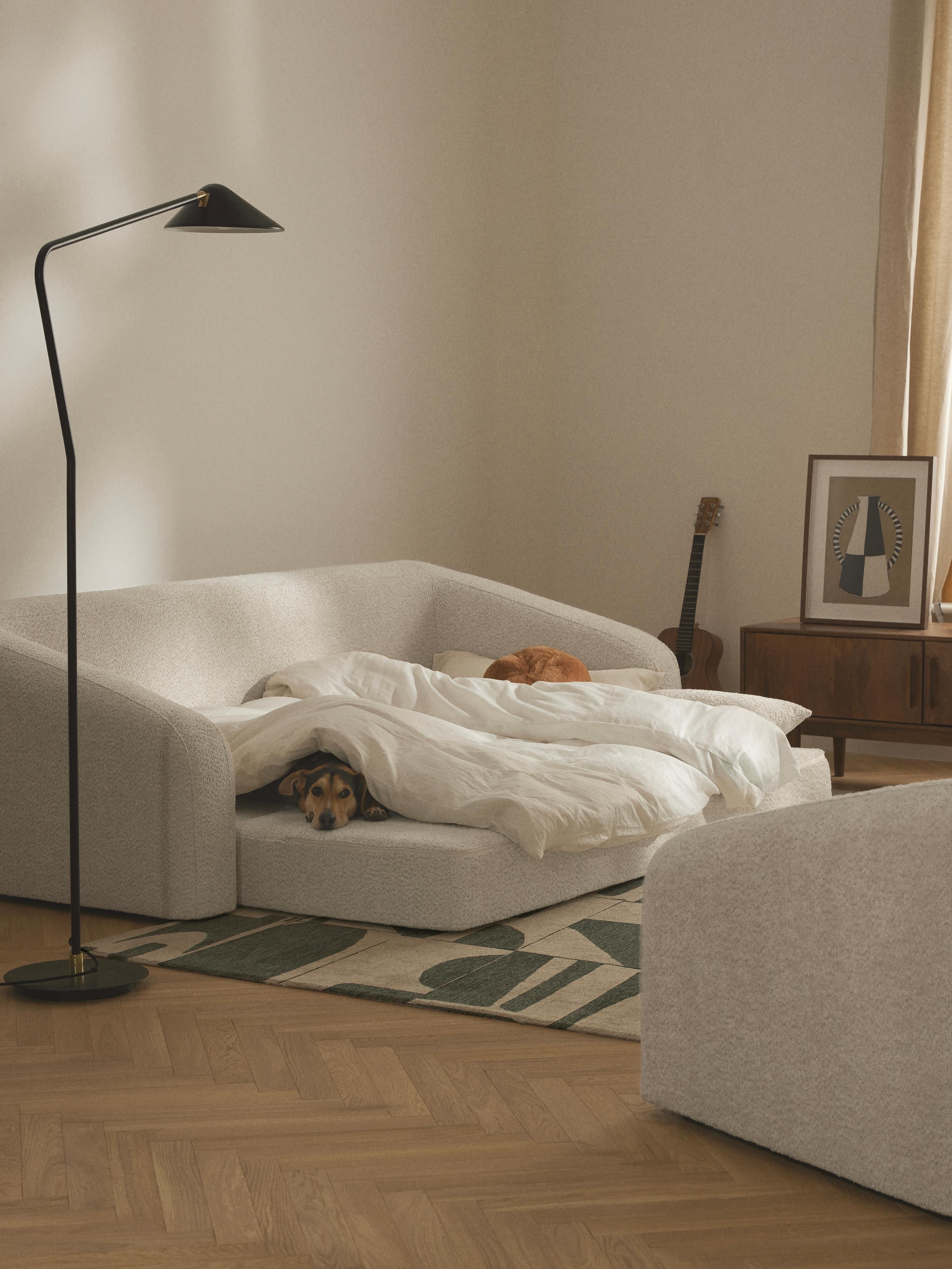 Eliot 3 Kişilik Teddy Bouclé Yataklı Kanepe Kırık Beyaz 230 cm