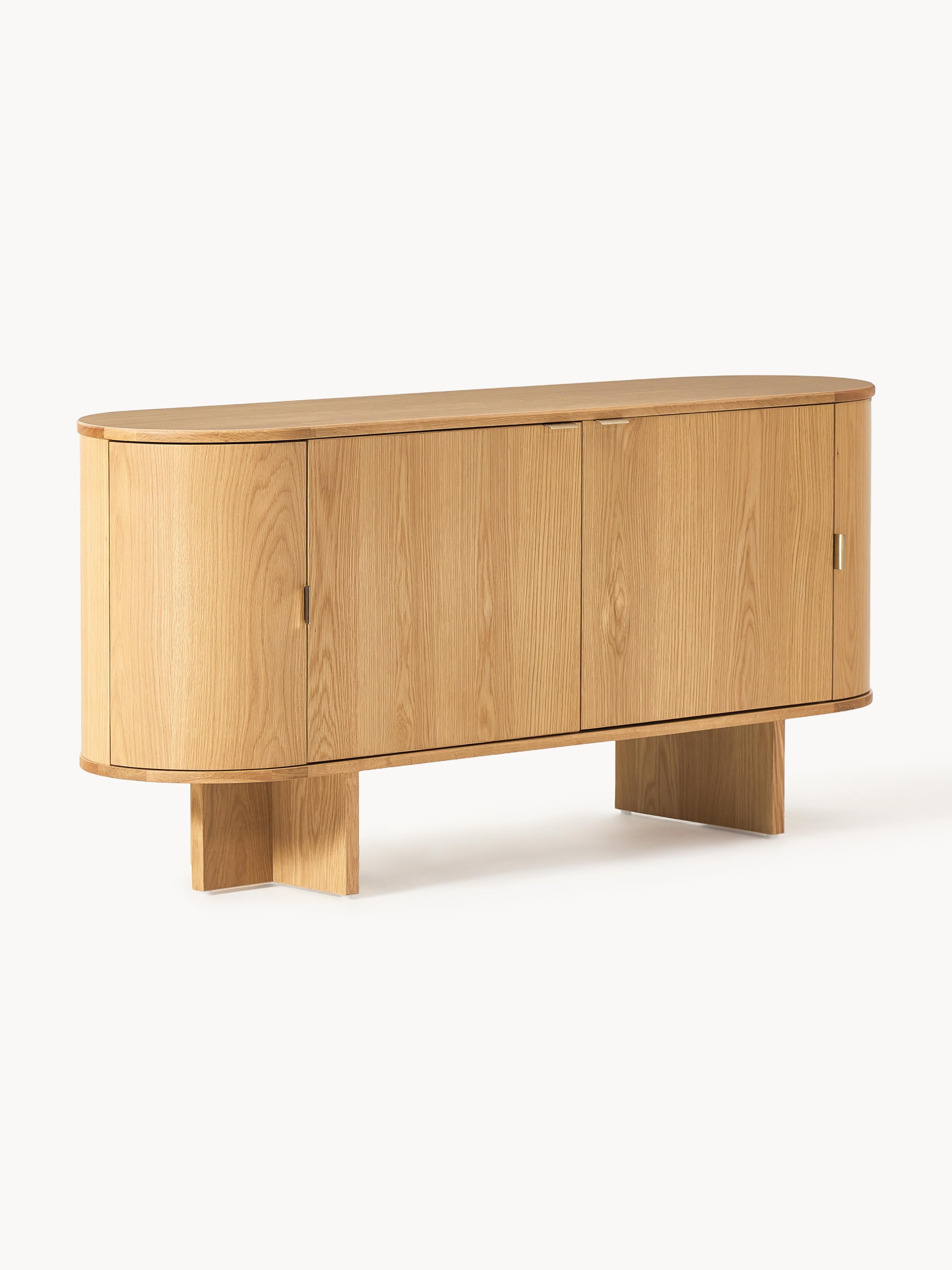 Zumi Ahşap Dressoir Yuvarlak Köşeli Modern Büfe 160 cm