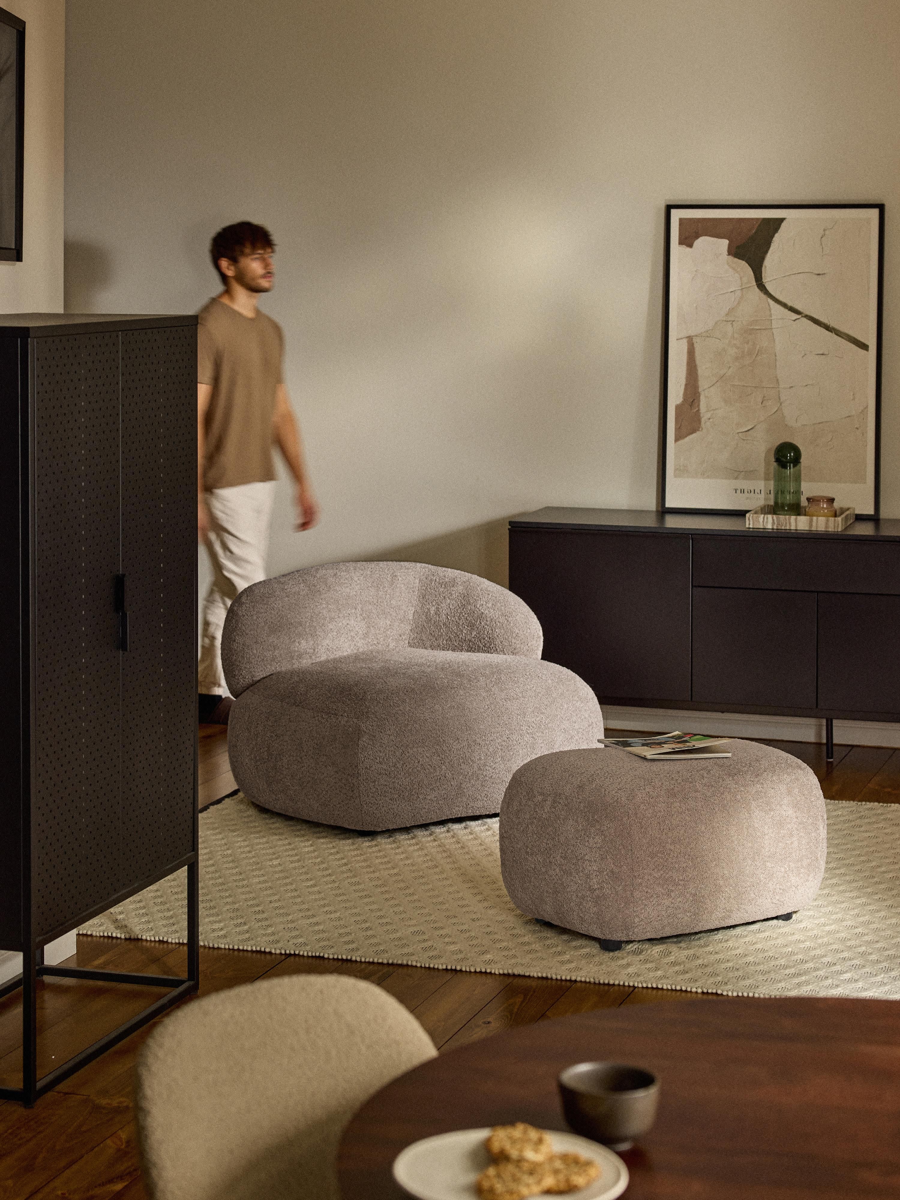 Alba Organik Formlu Teddy Bouclé Lounge Koltuk Bej