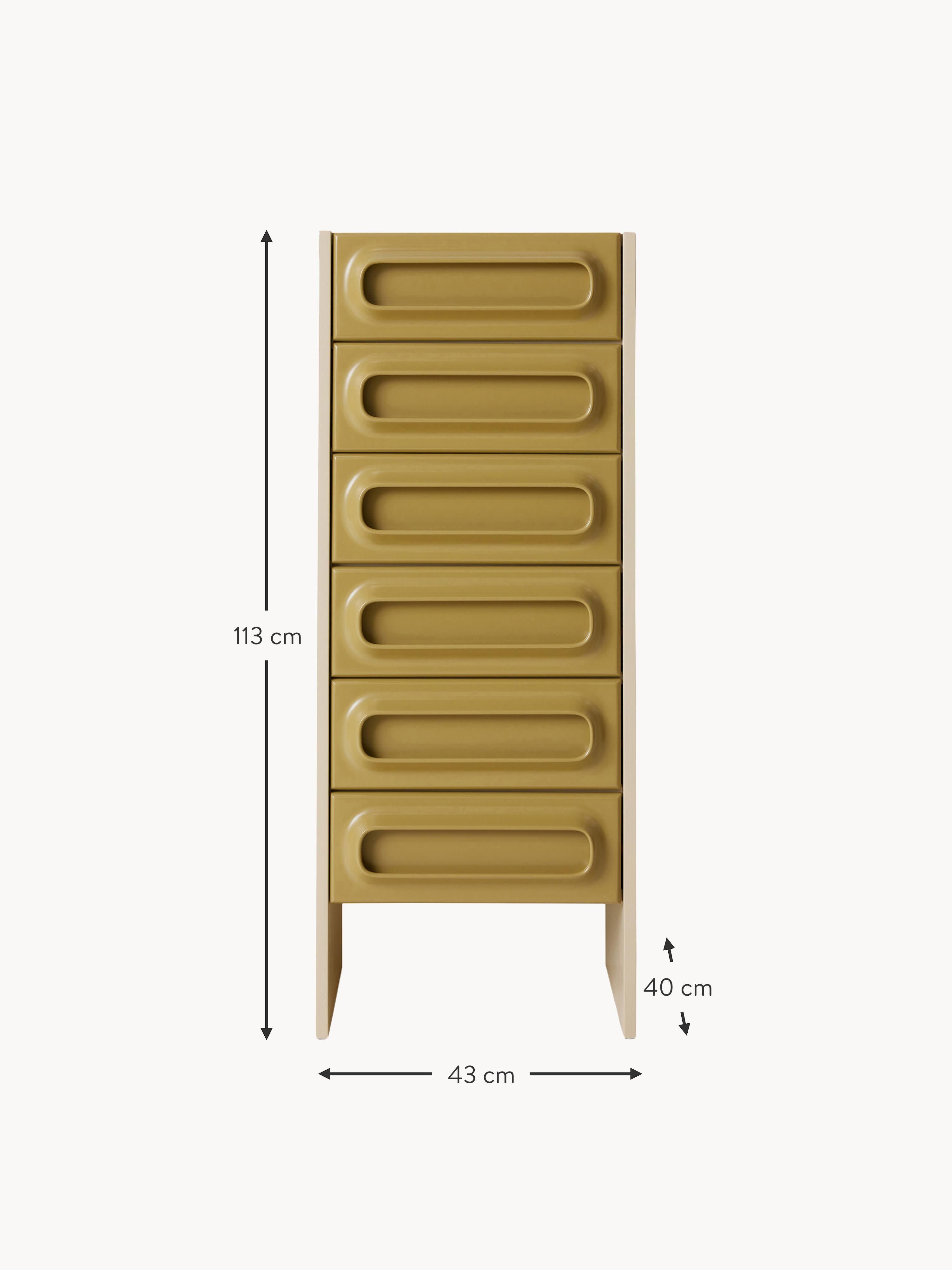 Space 6 Çekmeceli Modern Dressoir, 113 cm Yükseklik, MDF