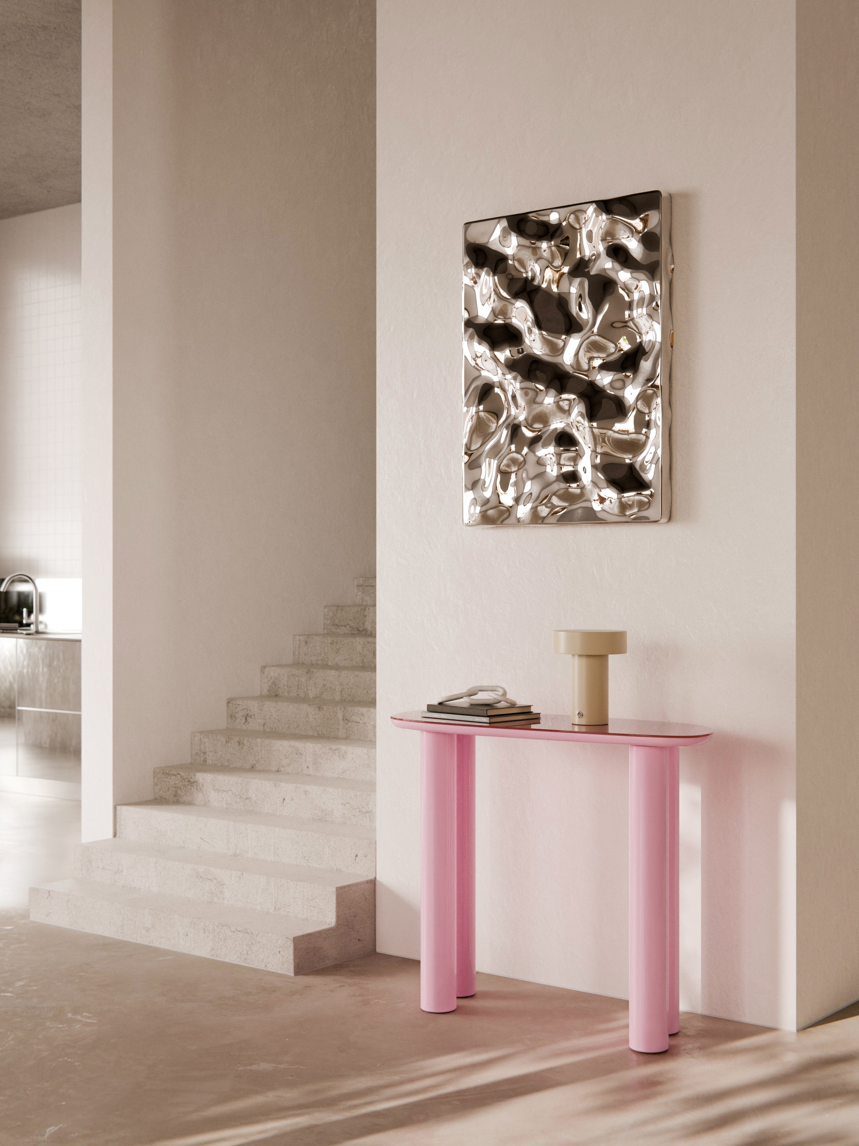 Beni Cam Üstlü Konsol Masası Heykelsi Modern Tasarım