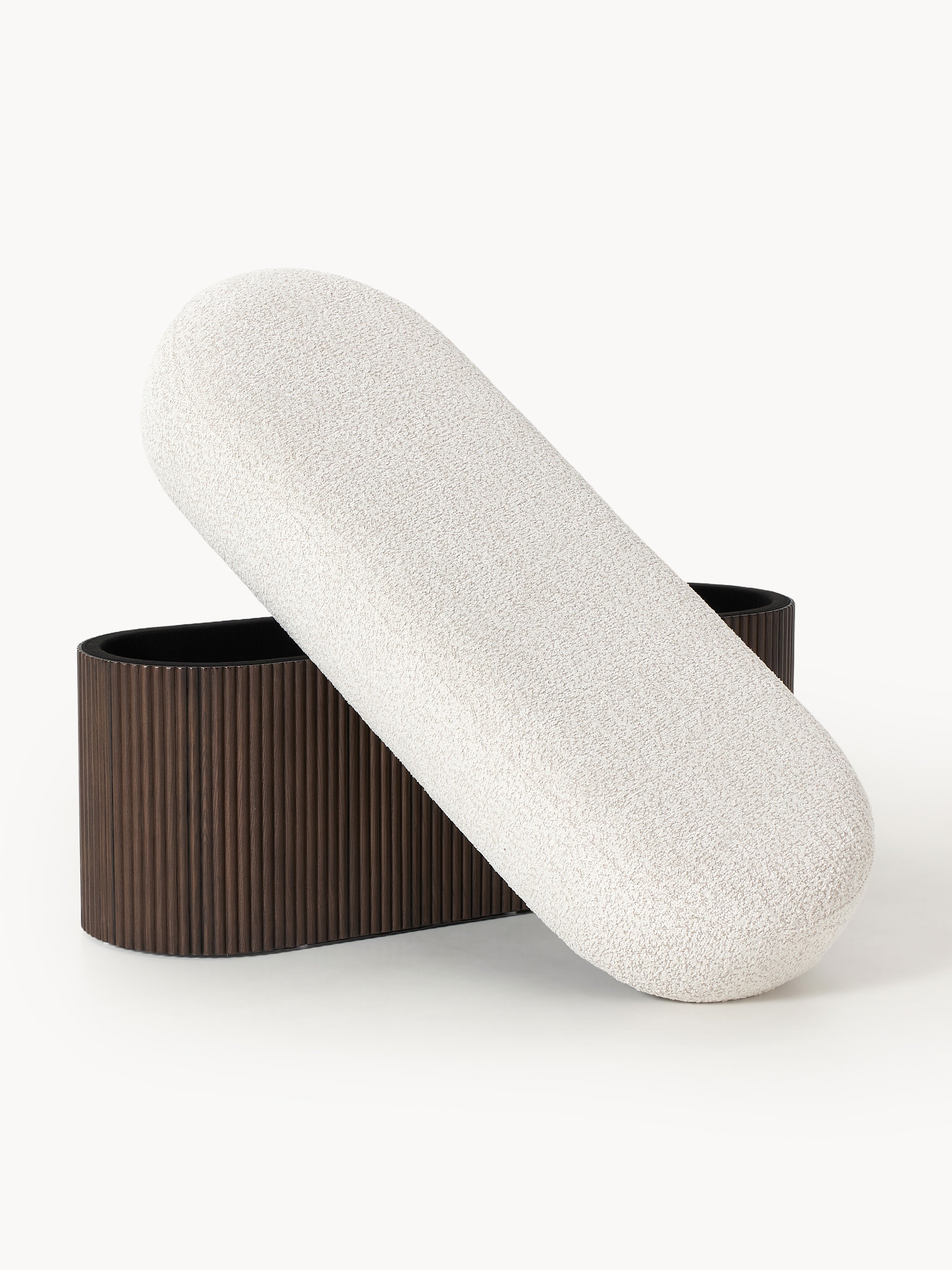 Nala Modern Depolamalı Bank ve Puf Bouclé Kumaş 122cm