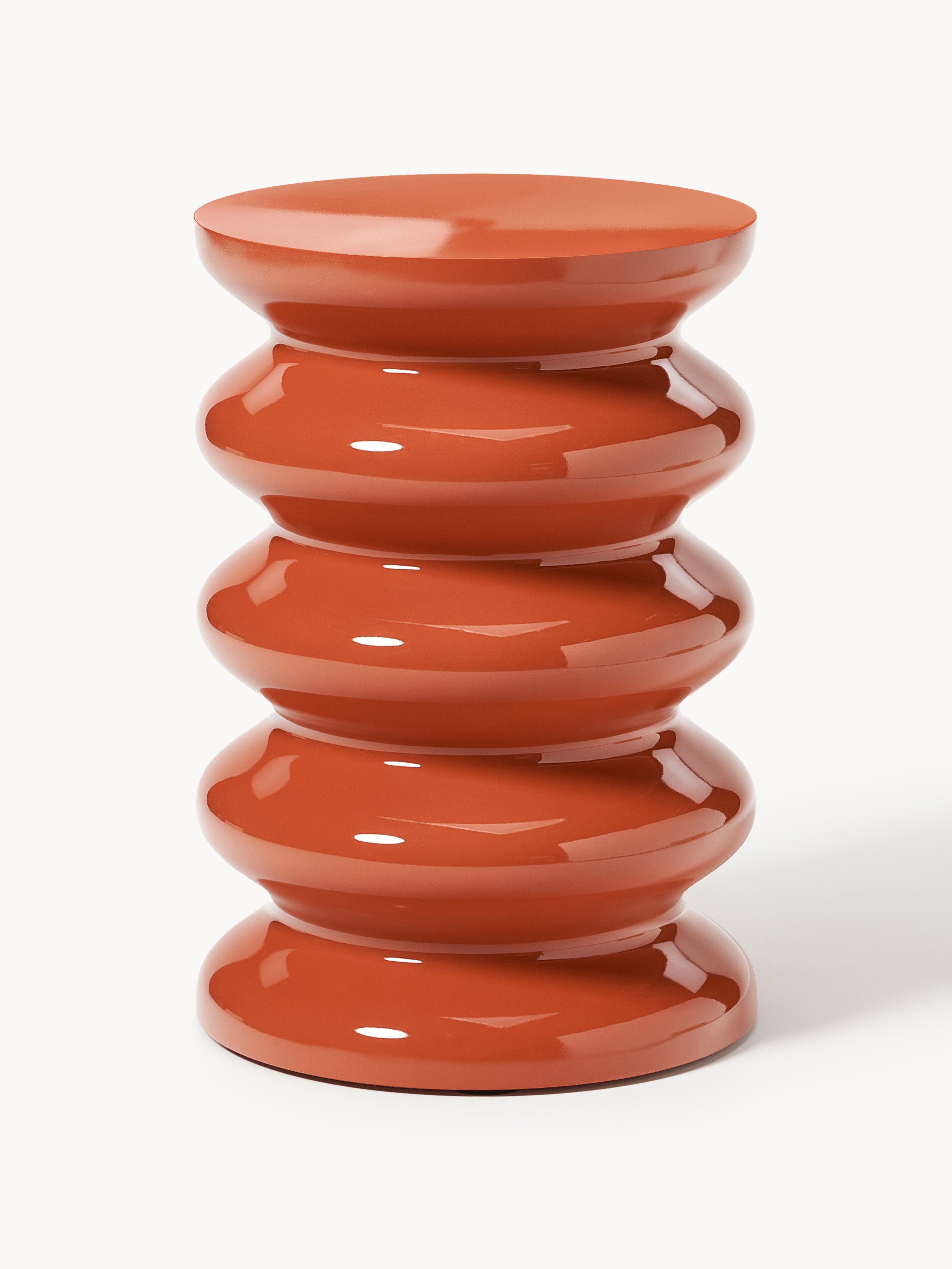 Illy Modern Tasarım Yuvarlak Yan Sehpa Parlak Turuncu 35x50 cm