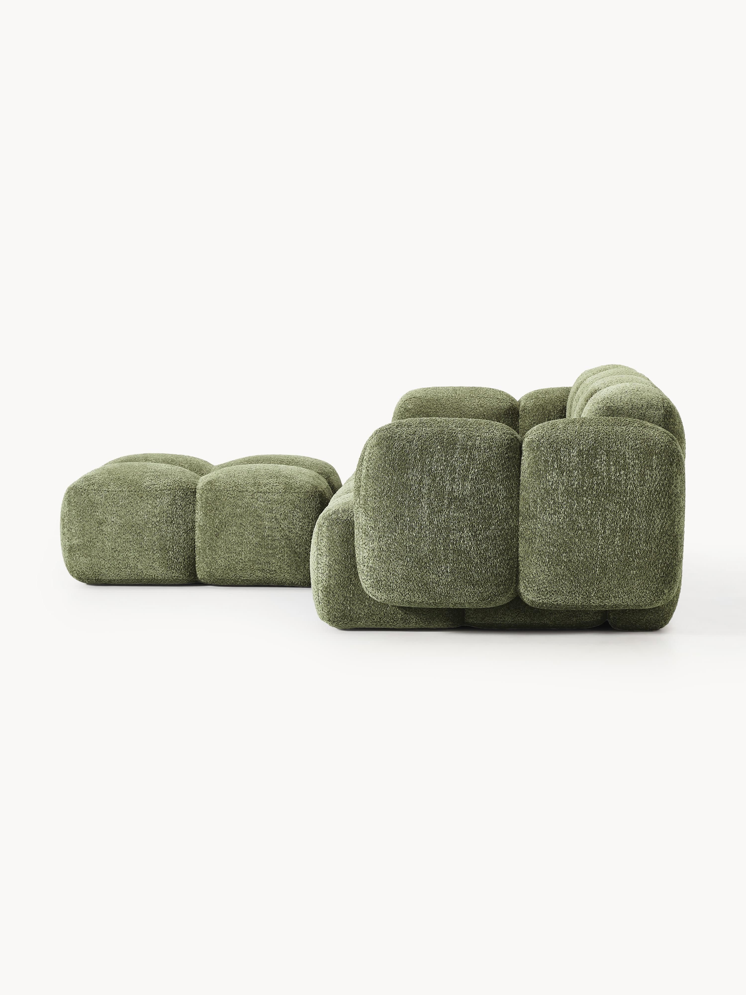 Tayla 3'lü Modüler Koltuk ve Puf Seti Teddy Bouclé