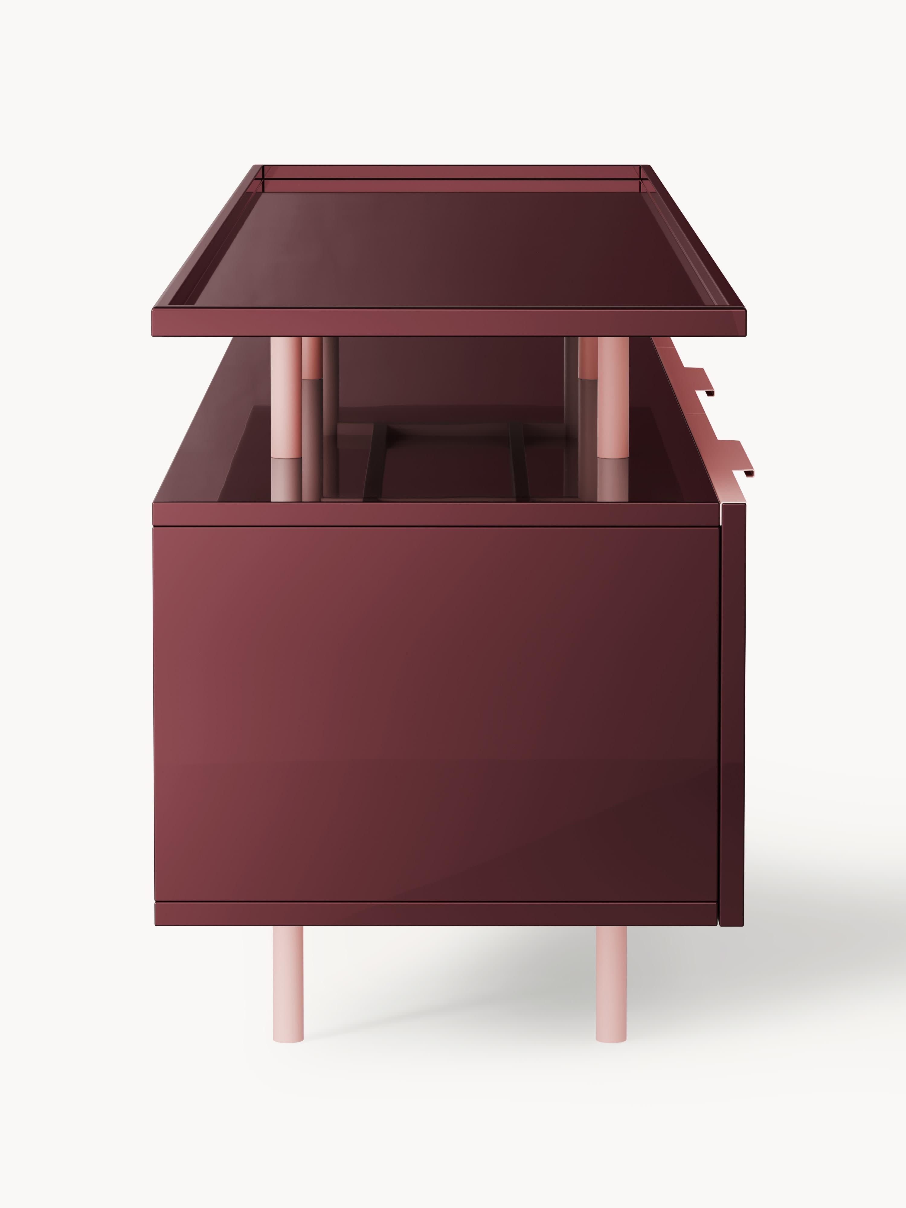 Lennie Yüksek Parlaklıklı Modern Dressoir Bordeaux 180cm