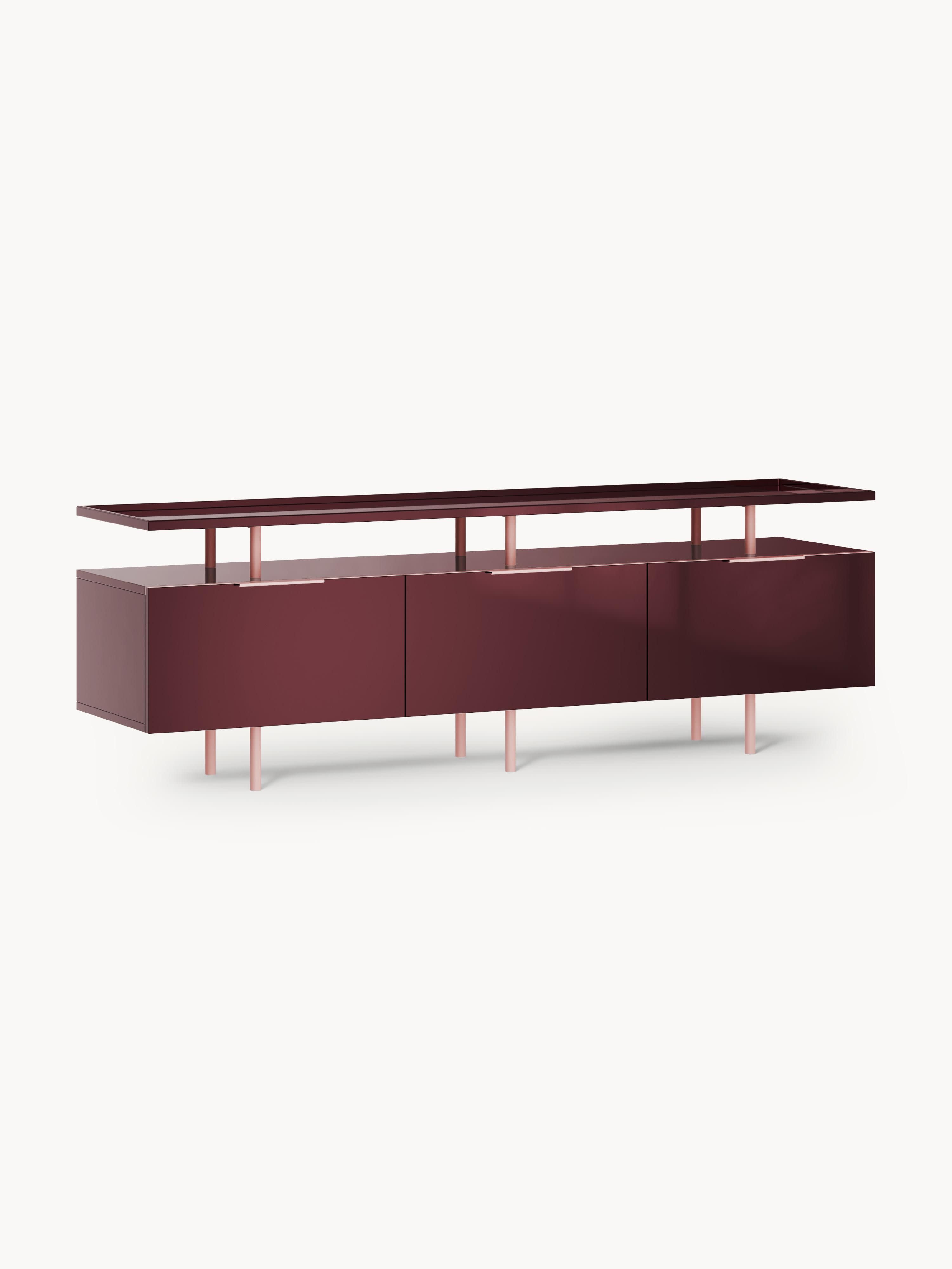 Lennie Yüksek Parlaklıklı Modern Dressoir Bordeaux 180cm