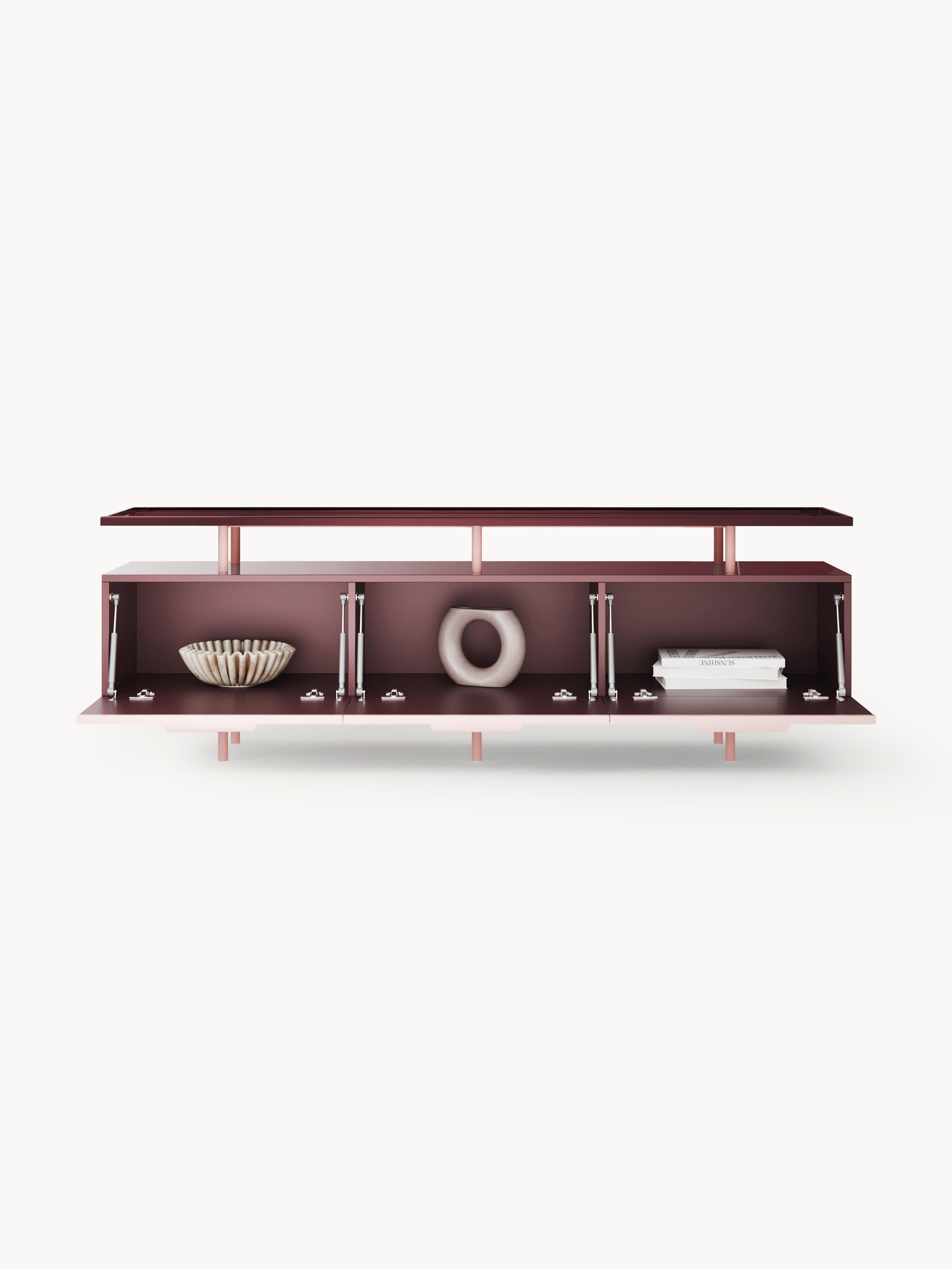 Lennie Yüksek Parlaklıklı Modern Dressoir Bordeaux 180cm