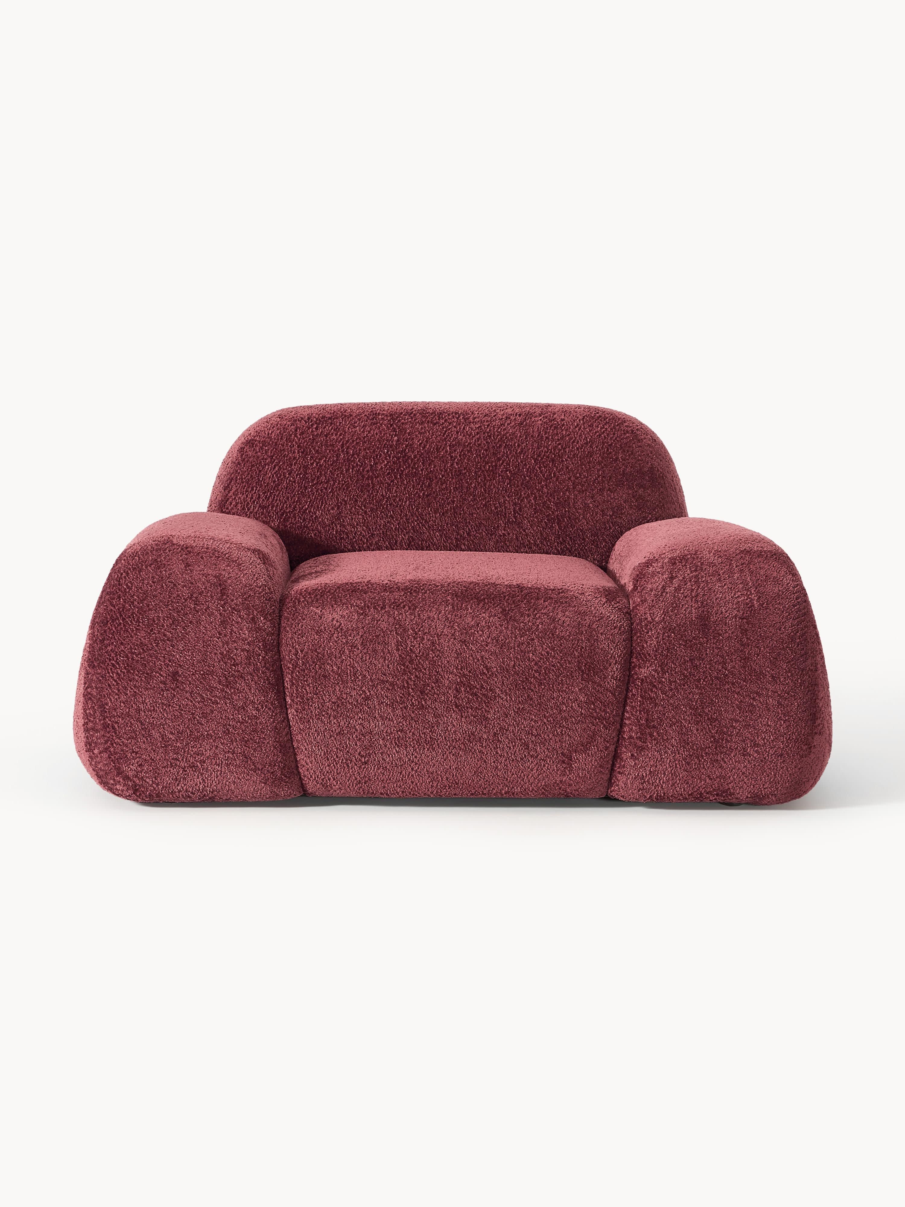 Wolke Teddy Bouclé Lounge Koltuğu Bordeaux Lüks Modern Tasarım