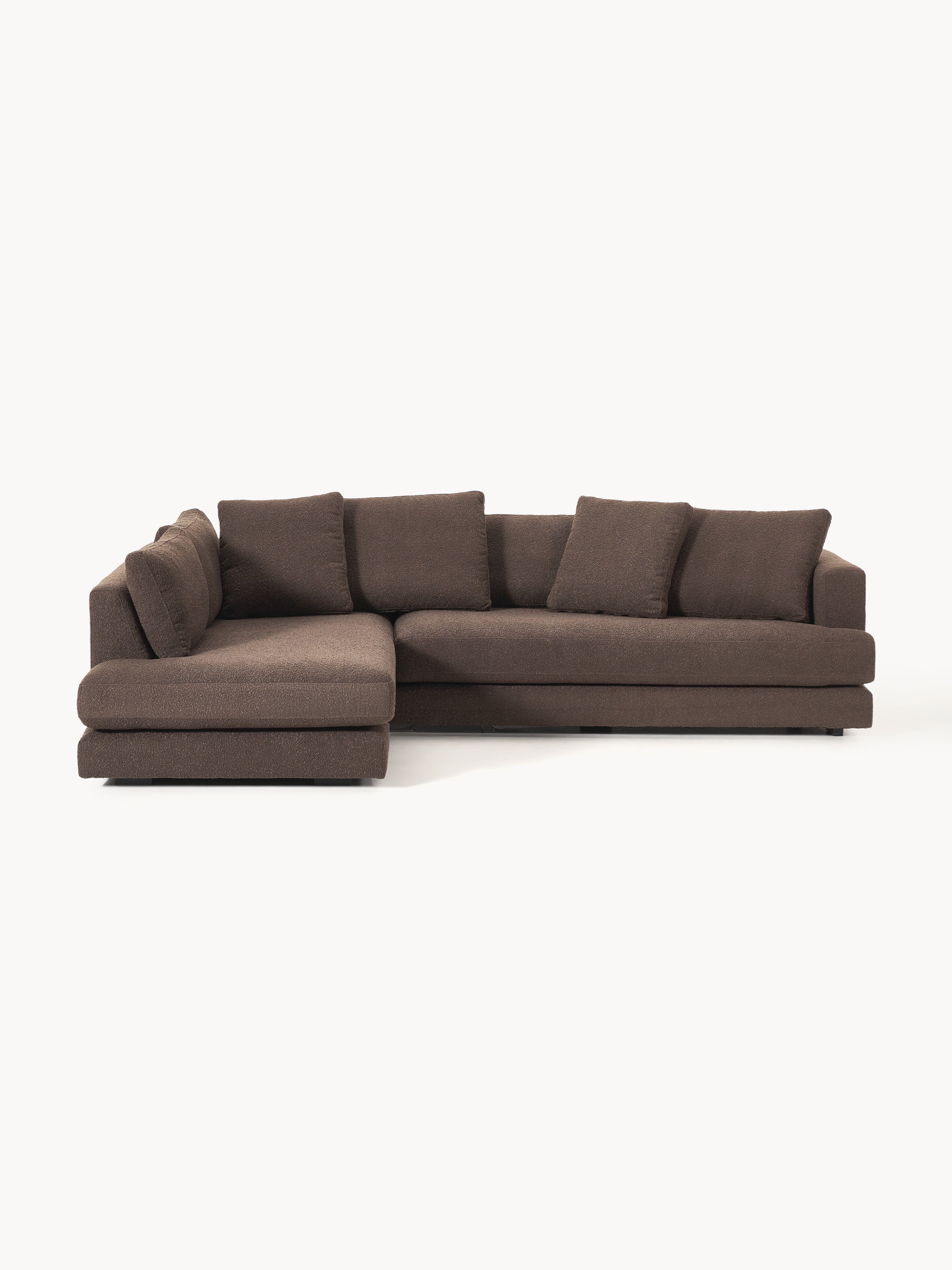 Tribeca Bouclé Köşe Koltuk Modern Tasarım Koyu Kahverengi 274cm