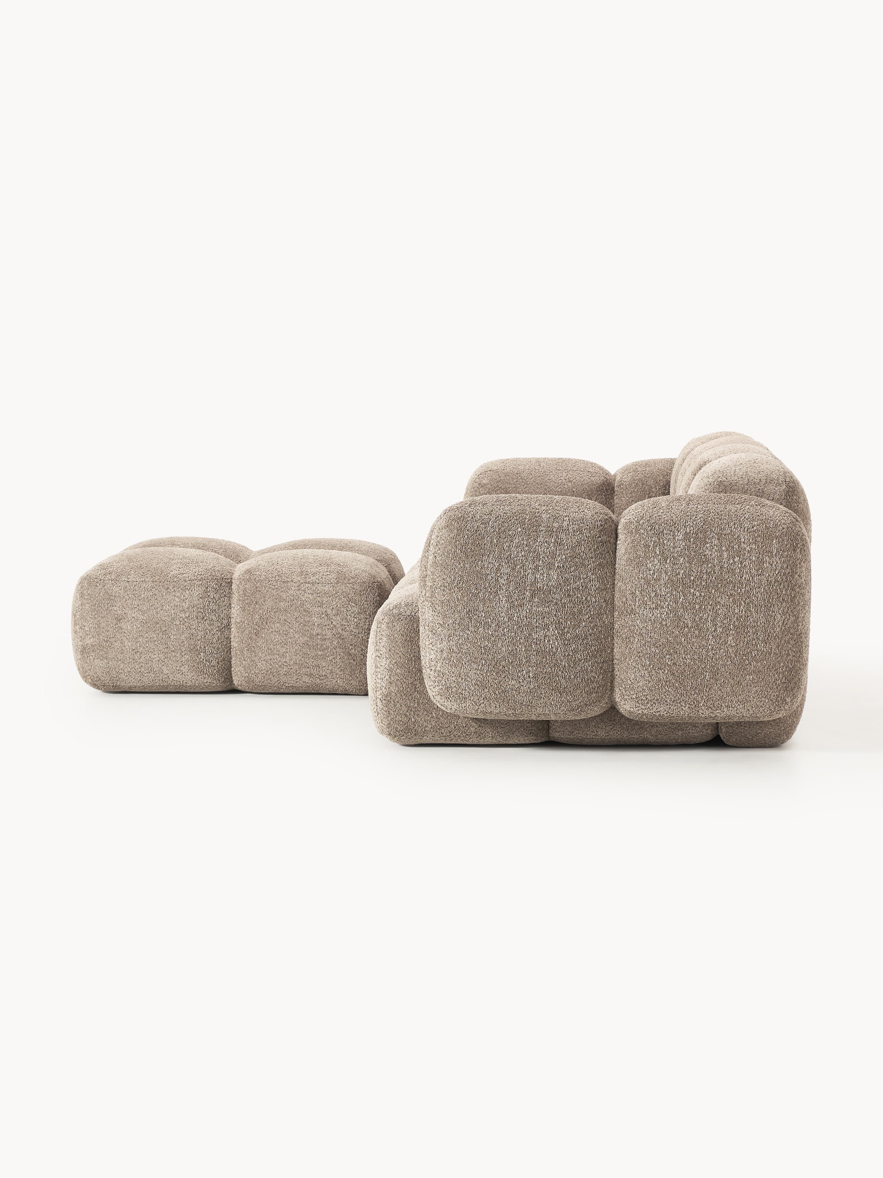 Tayla Modüler 3 Kişilik Kanepe ve Puf Teddy Bouclé