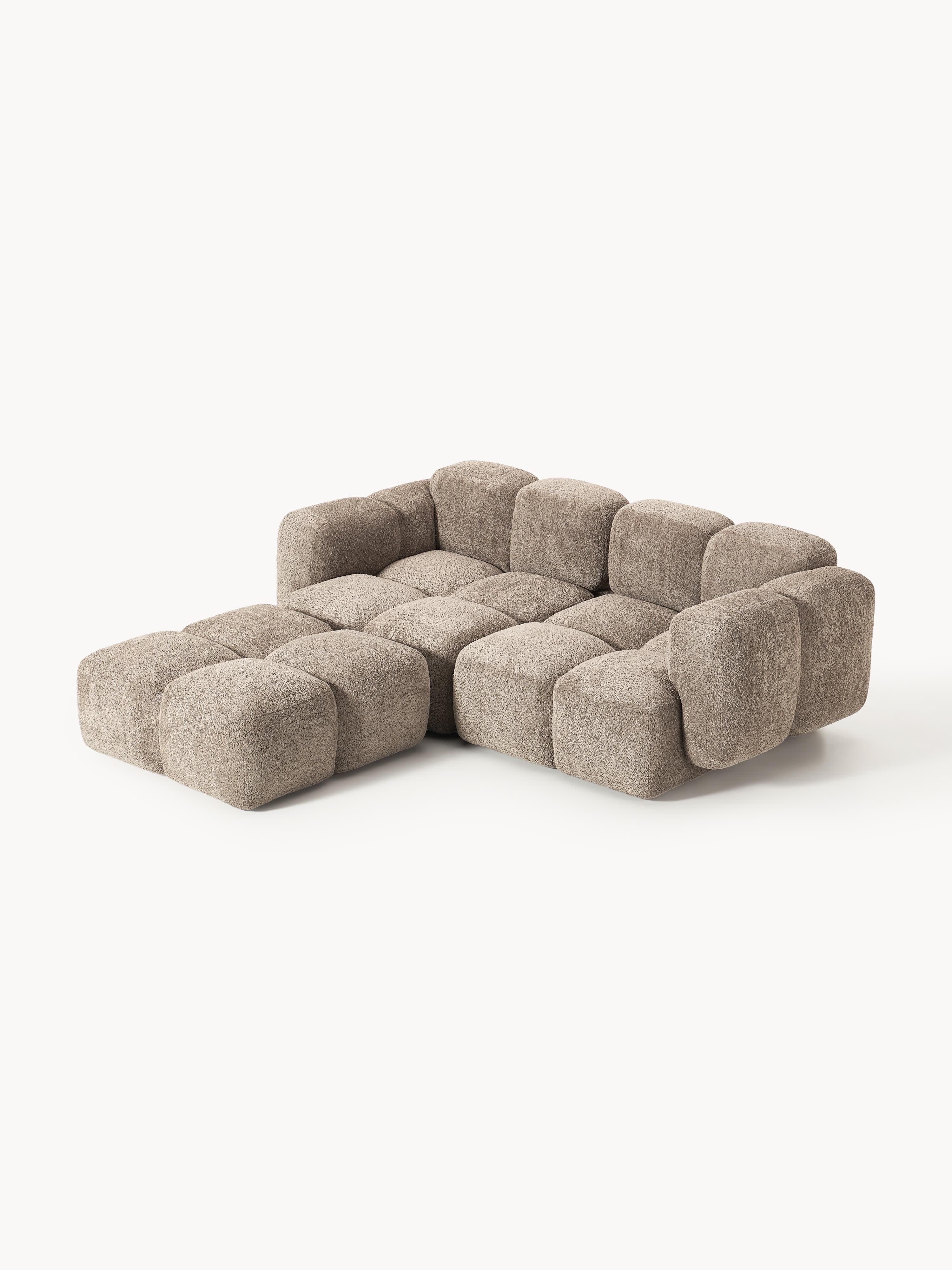 Tayla Modüler 3 Kişilik Kanepe ve Puf Teddy Bouclé