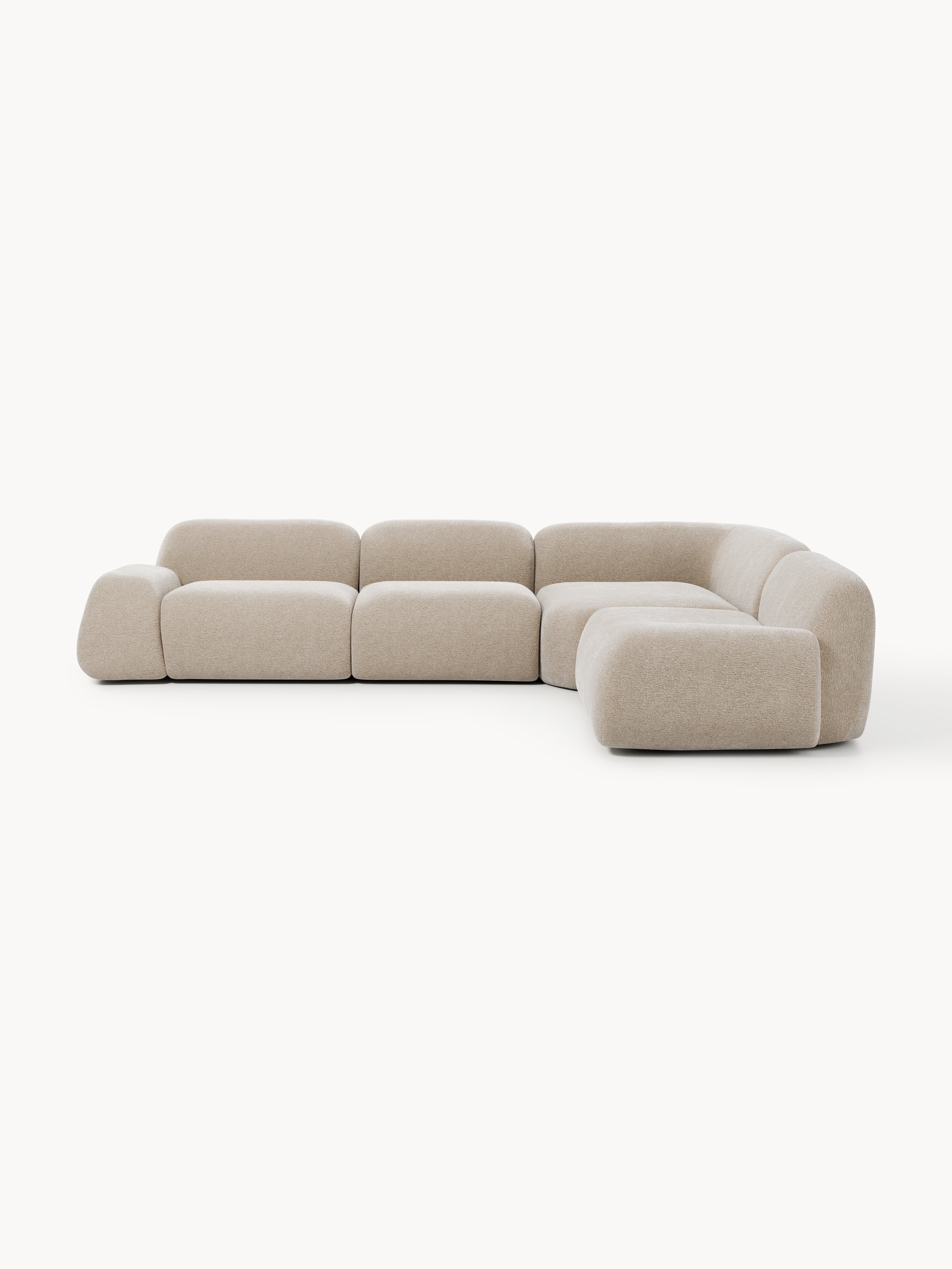 Wolke 4-Kişilik Modüler Köşe Koltuk Teddy Bouclé Bej