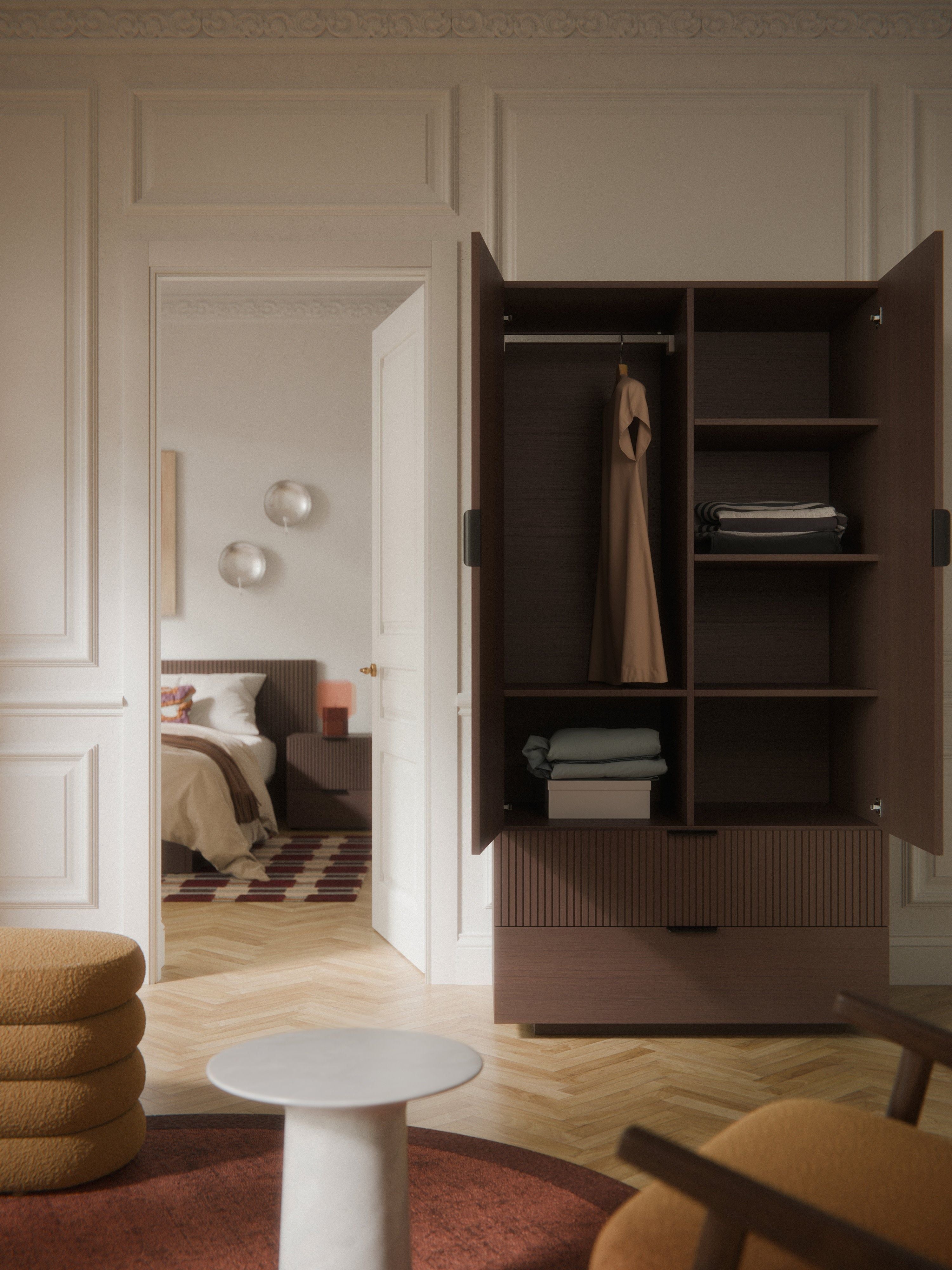 Sato Ahşap Kompakt Gardırop Minimalist Tasarım ve Raf Sistemi