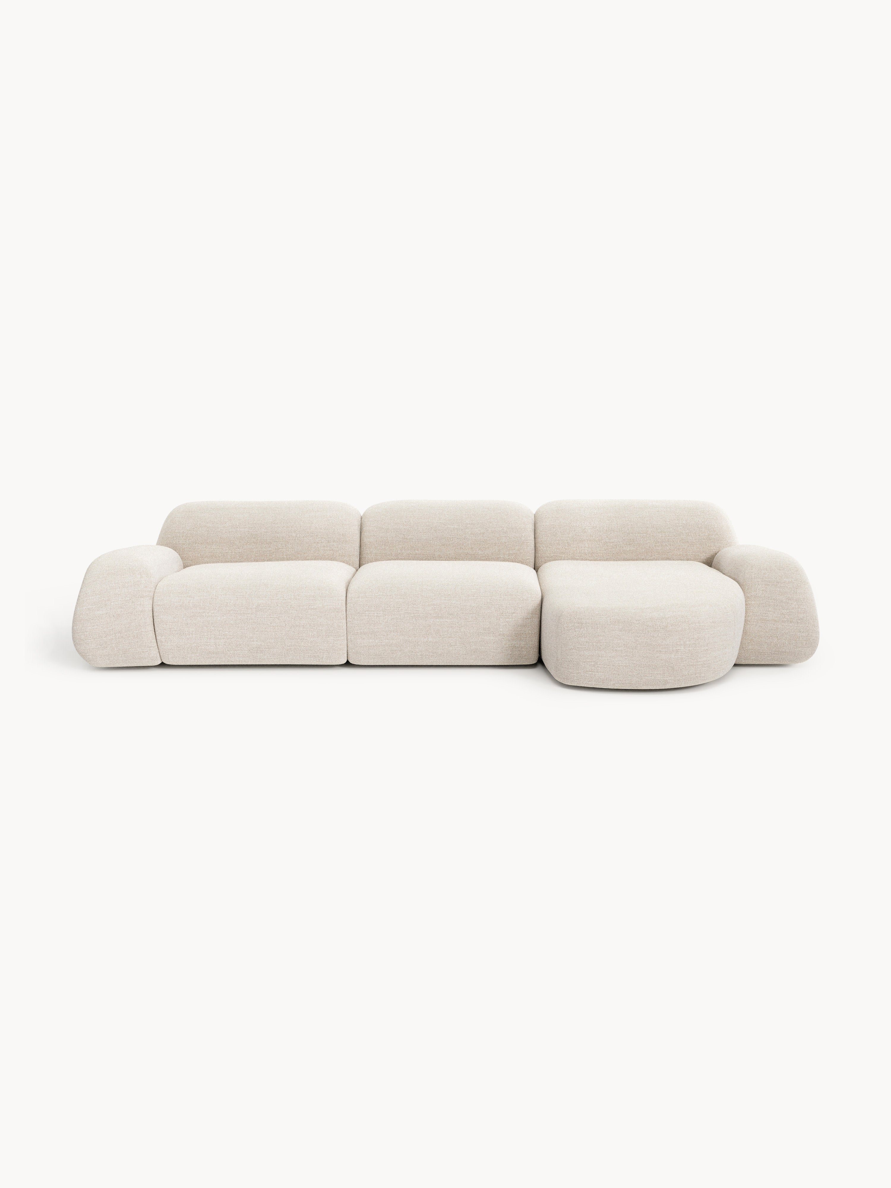 Velotti Wolke 4 Kişilik Modüler Köşe Koltuk Bouclé Kumaş Bej