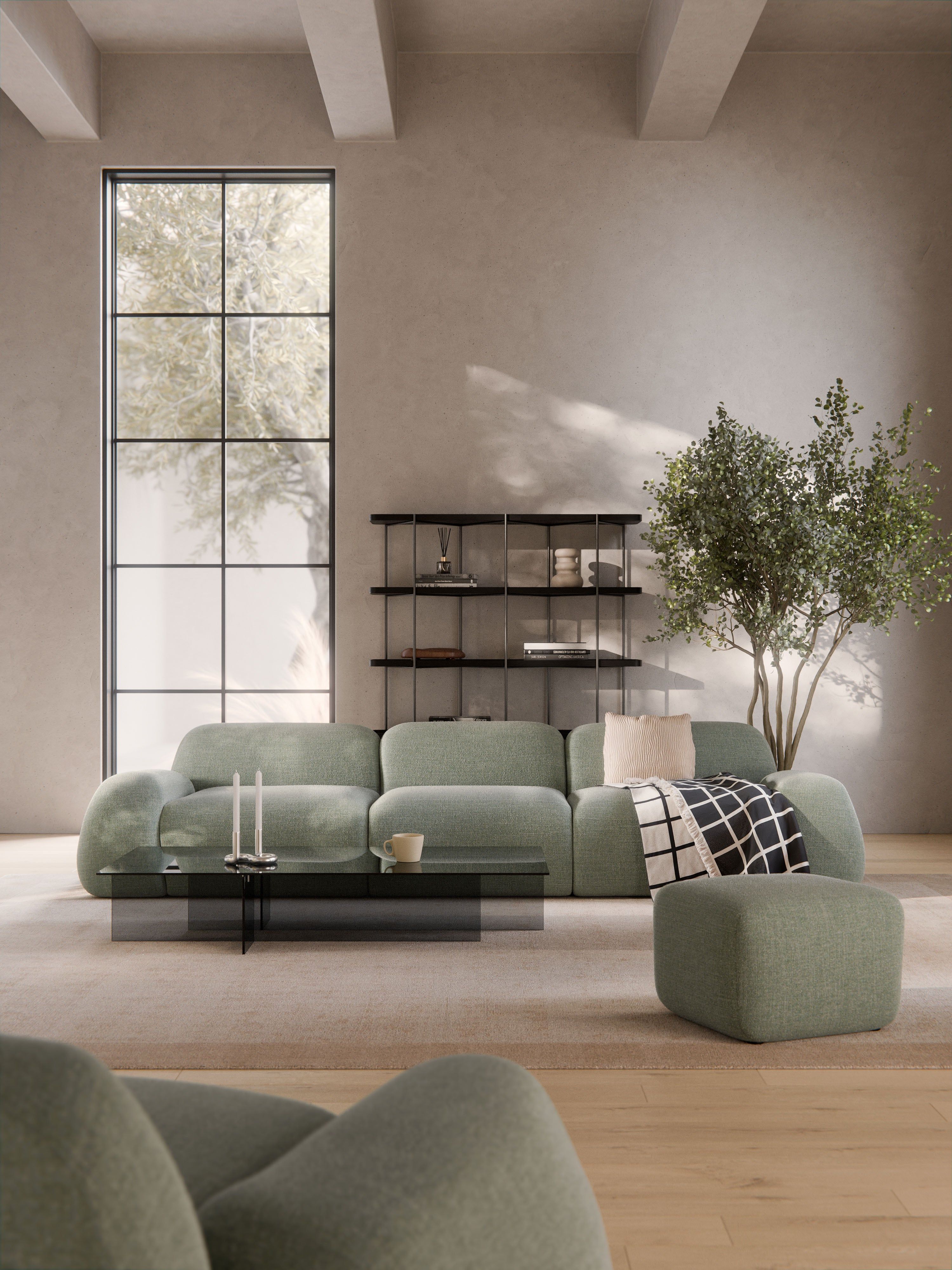 Wolke 4 Kişilik Modüler Buklet Koltuk Adaçayı Yeşili