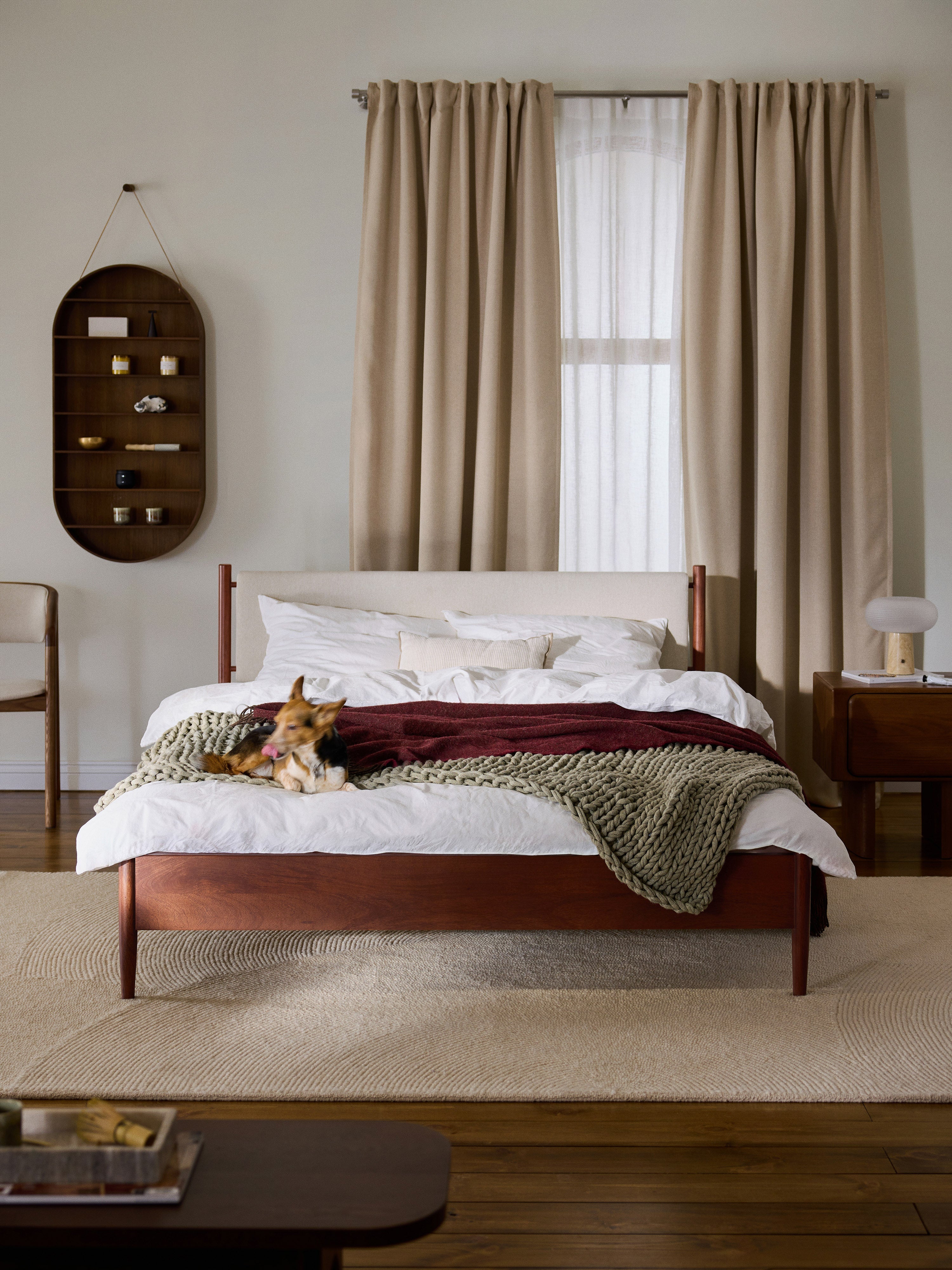 Paul Masif Mango Ağacı Karyola Modern Mid-Century Tasarım