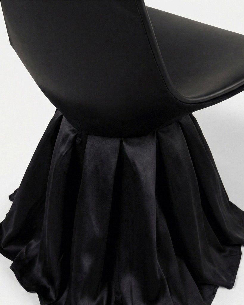 Siyah Kumaş Modern Tasarım Zarif Couture Elbise