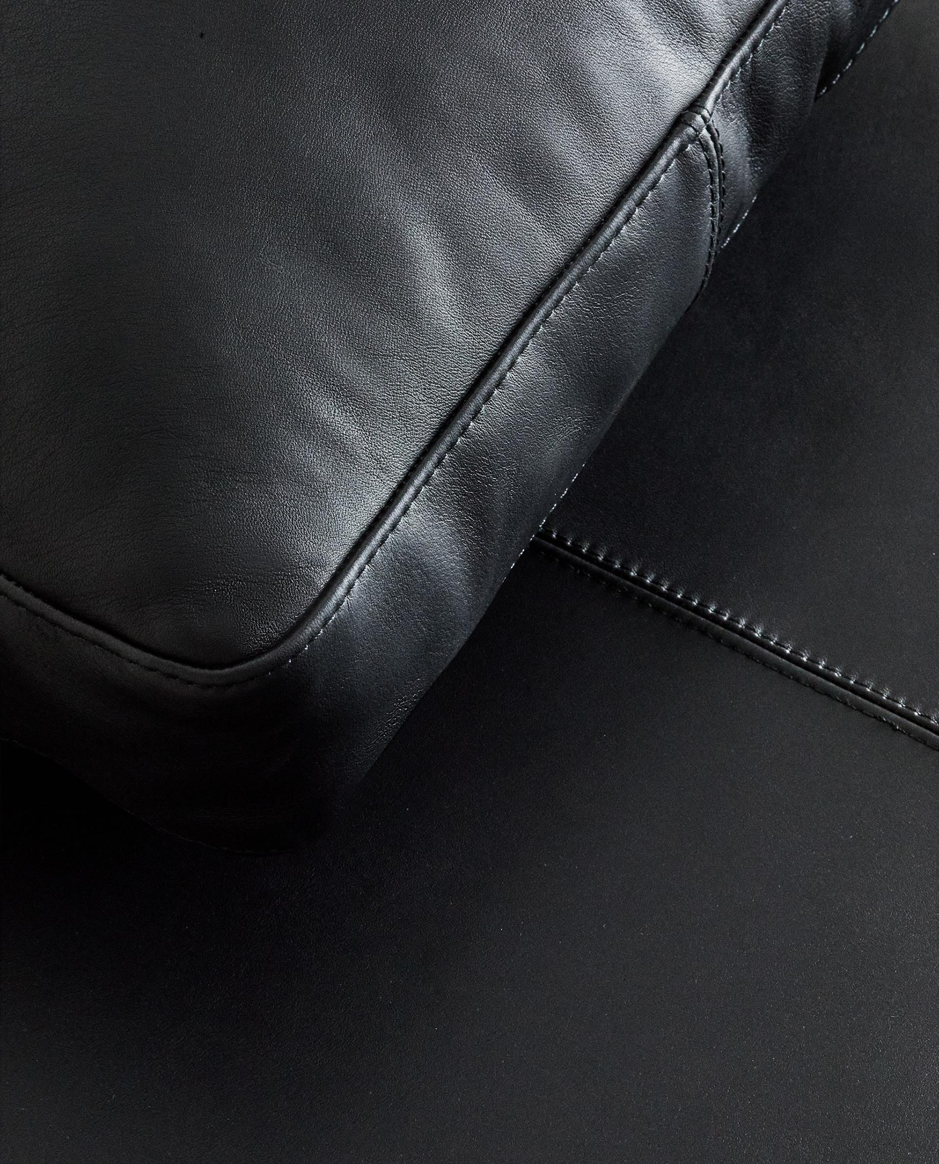 Daybed 02 Deri Döşemeli Paslanmaz Çelik Dinlenme Koltuğu Siyah