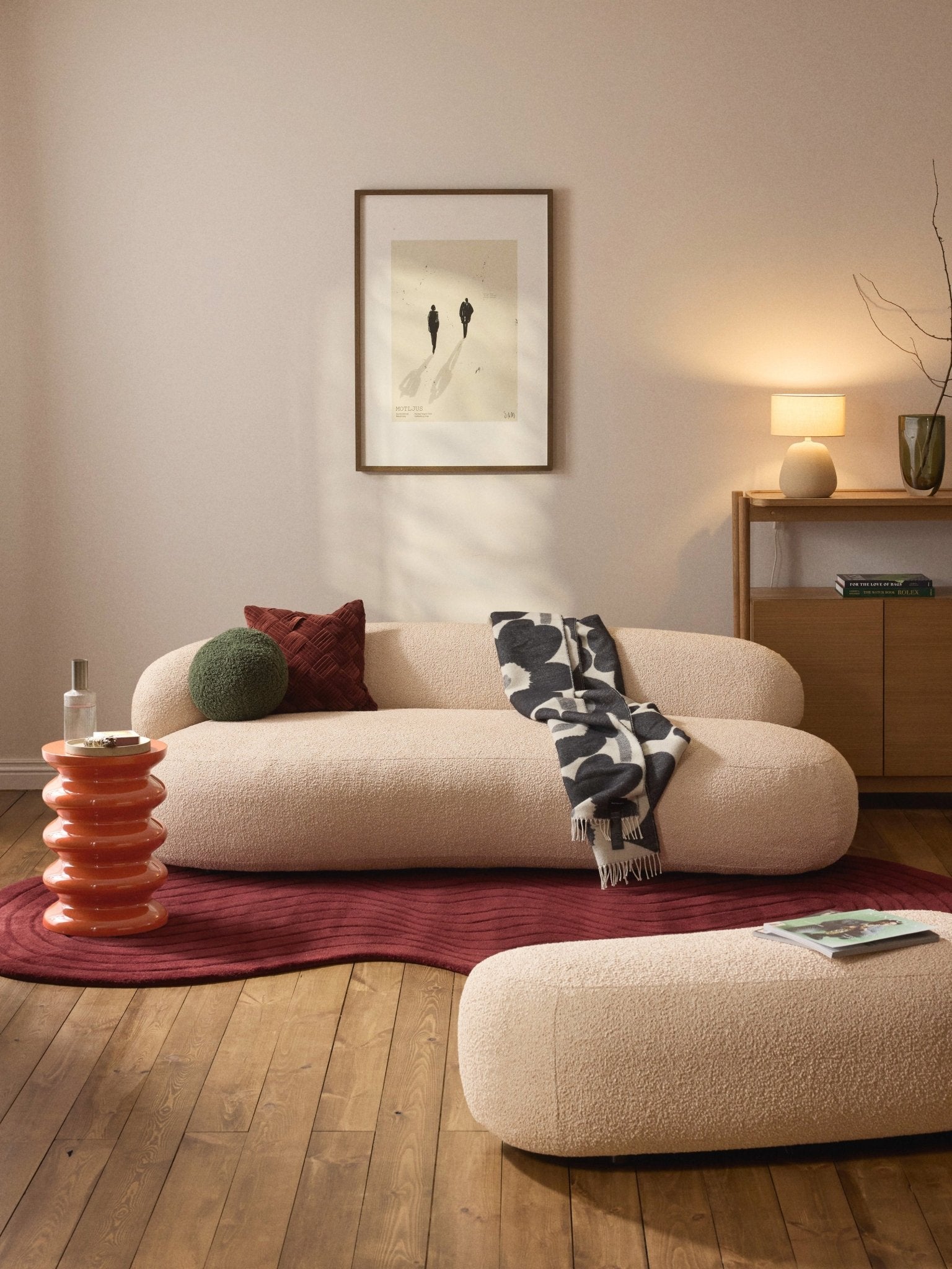 Illy Modern Tasarım Yuvarlak Yan Sehpa Parlak Turuncu 35x50 cm - Velotti