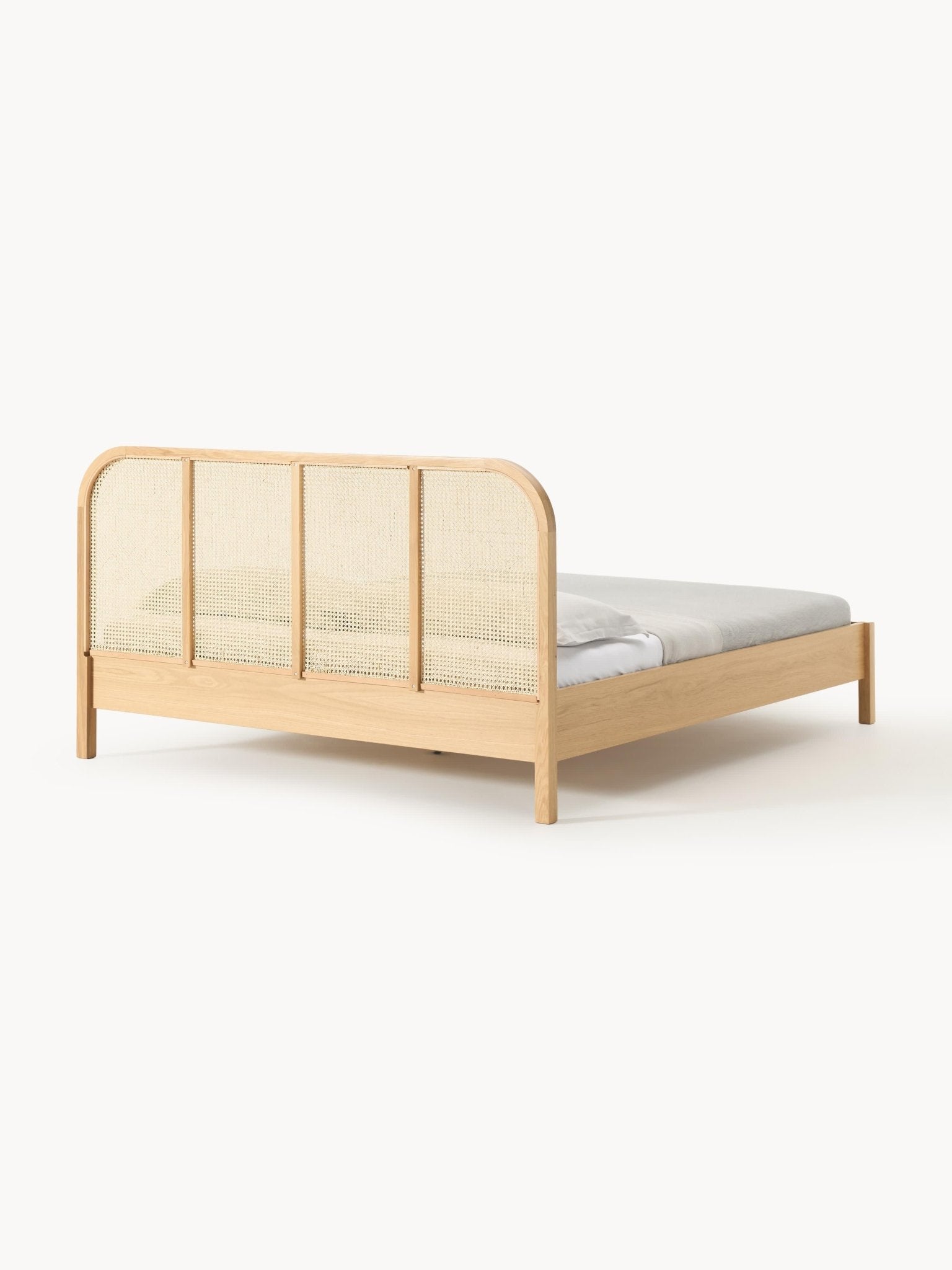 Jones Hasırlı Başlıklı Doğal Meşe ve Çam Ahşap Karyola 140x200 cm - Velotti
